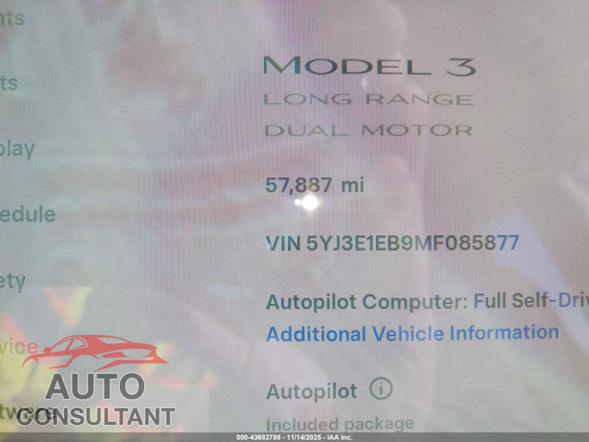 TESLA MODEL 3 2021 - 5YJ3E1EB9MF085877