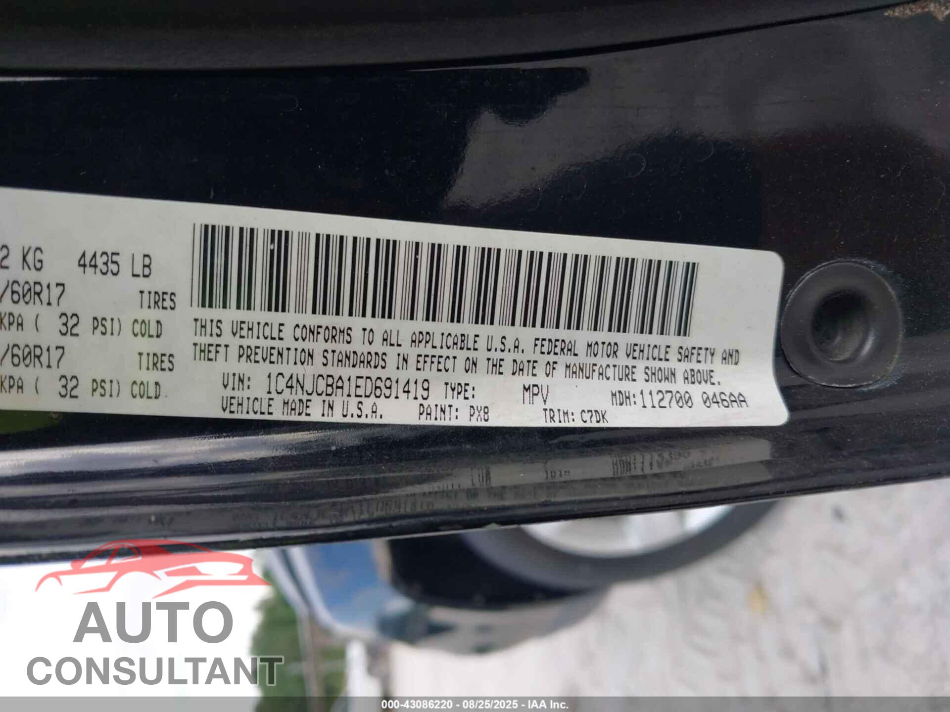 JEEP COMPASS 2014 - 1C4NJCBA1ED691419