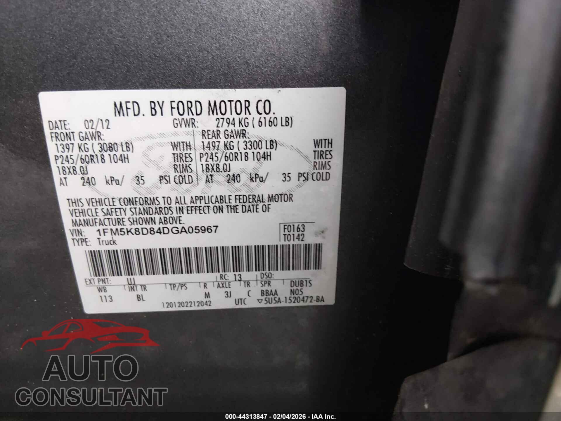 FORD EXPLORER 2013 - 1FM5K8D84DGA05967