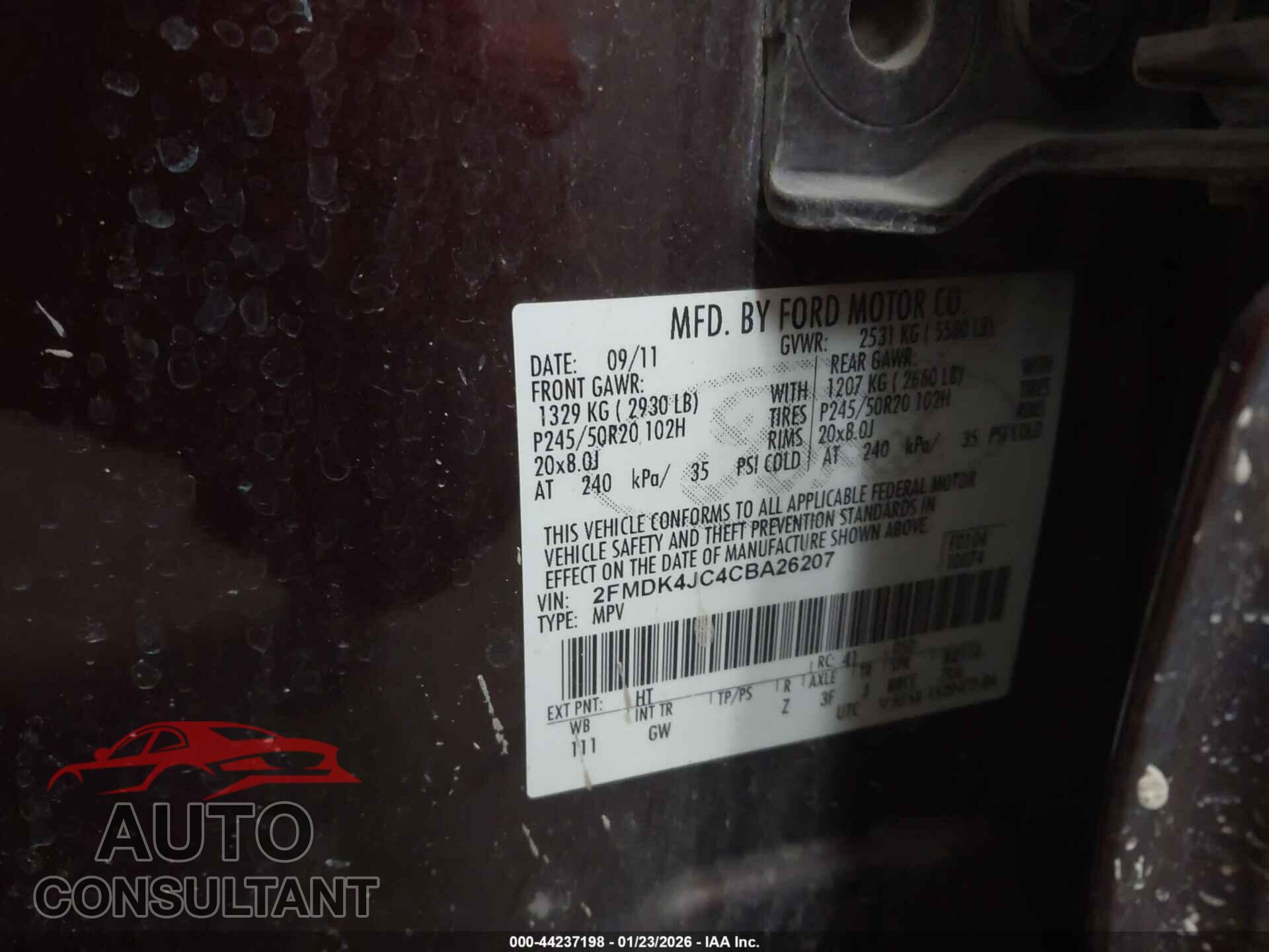 FORD EDGE 2012 - 2FMDK4JC4CBA26207