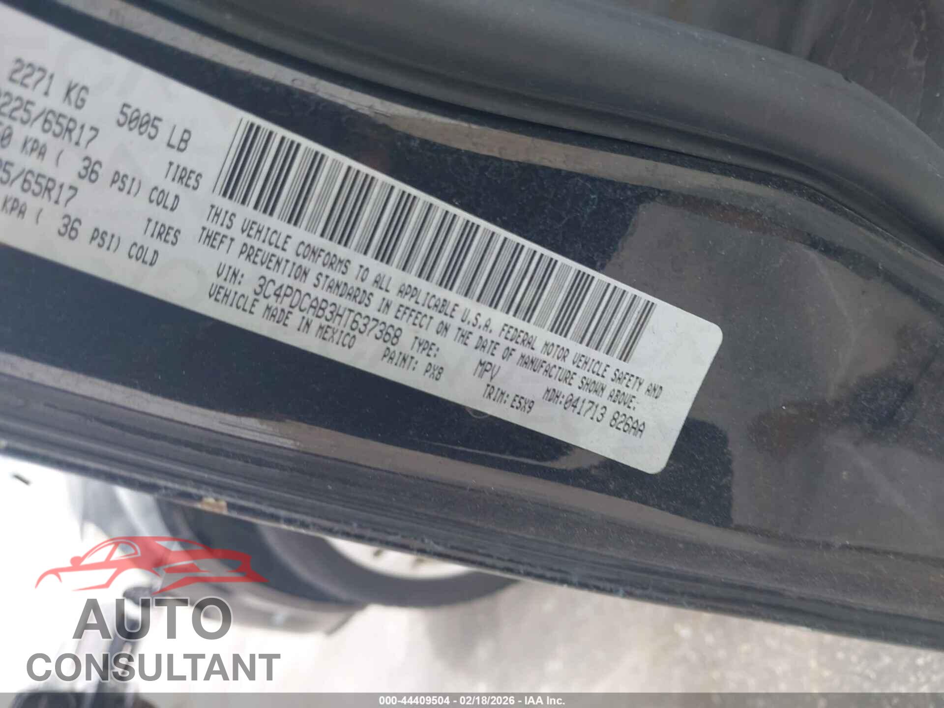 DODGE JOURNEY 2017 - 3C4PDCAB3HT637368