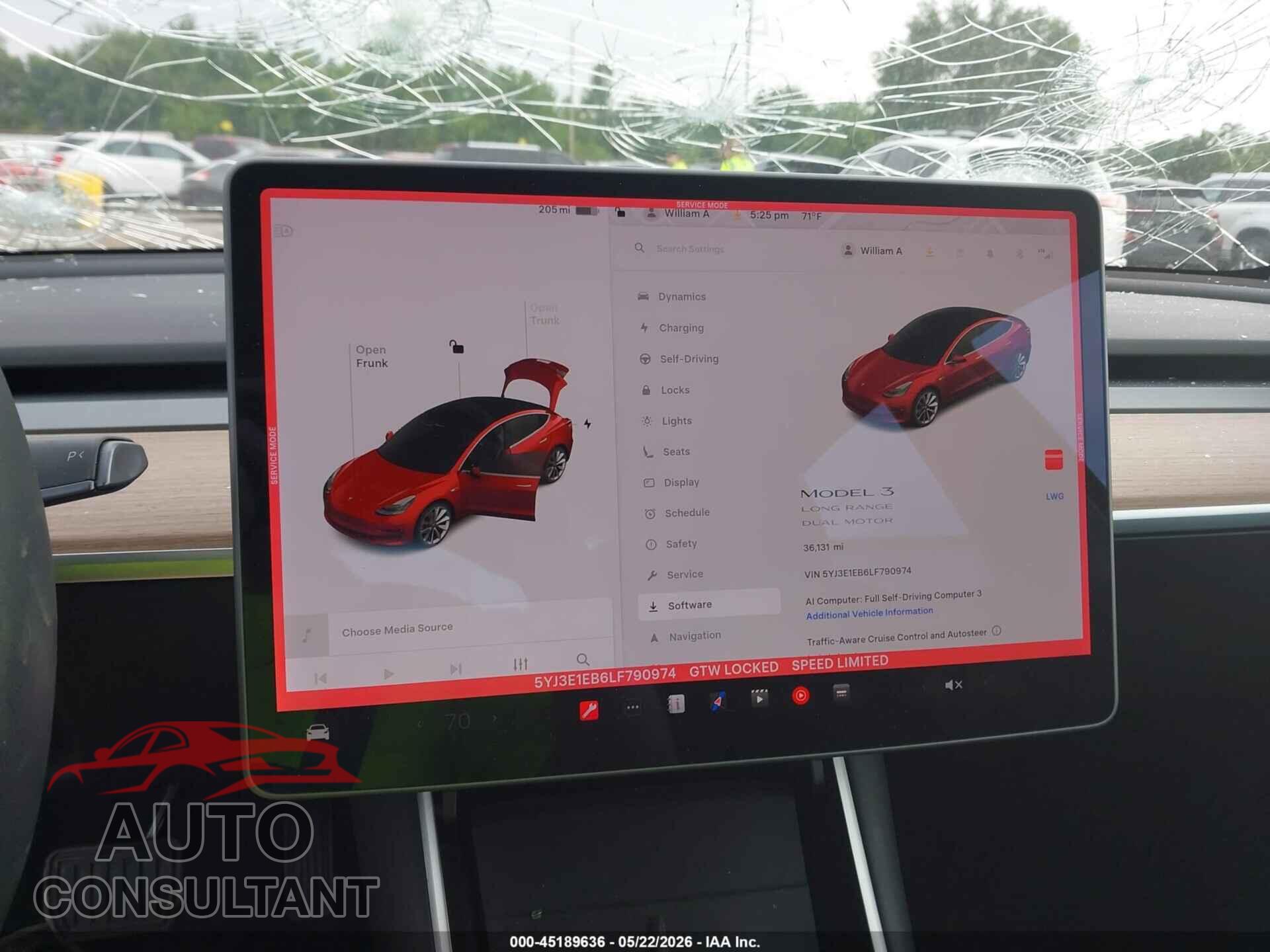 TESLA MODEL 3 2020 - 5YJ3E1EB6LF790974