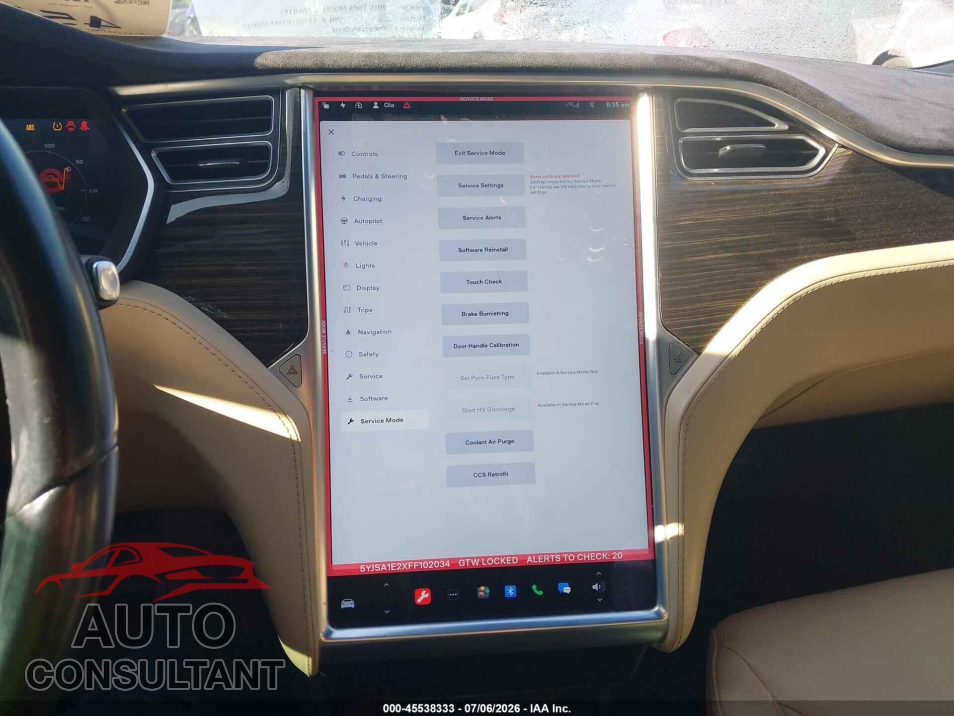 TESLA MODEL S 2015 - 5YJSA1E2XFF102034