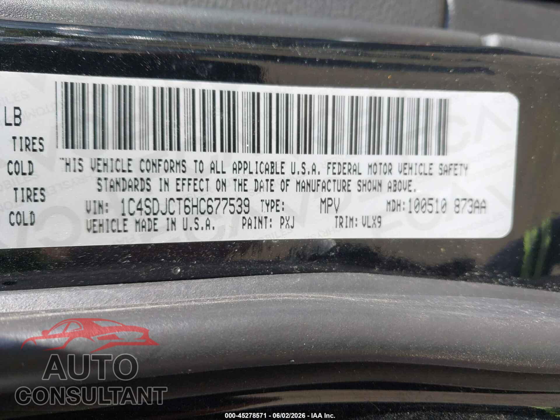 DODGE DURANGO 2017 - 1C4SDJCT6HC677539