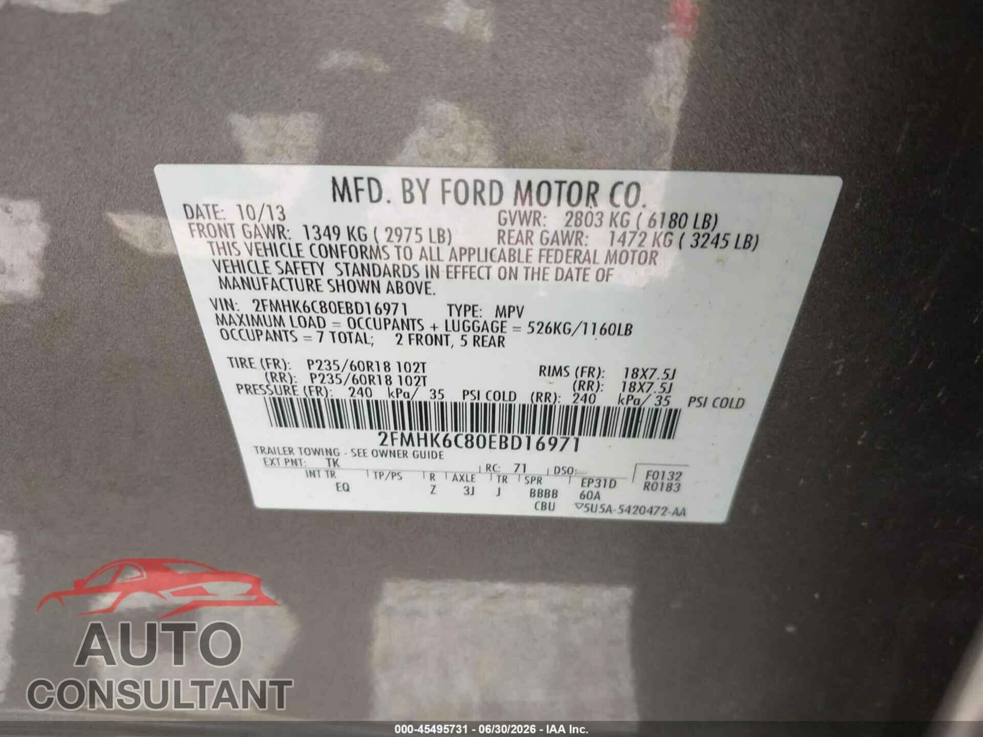 FORD FLEX 2014 - 2FMHK6C80EBD16971