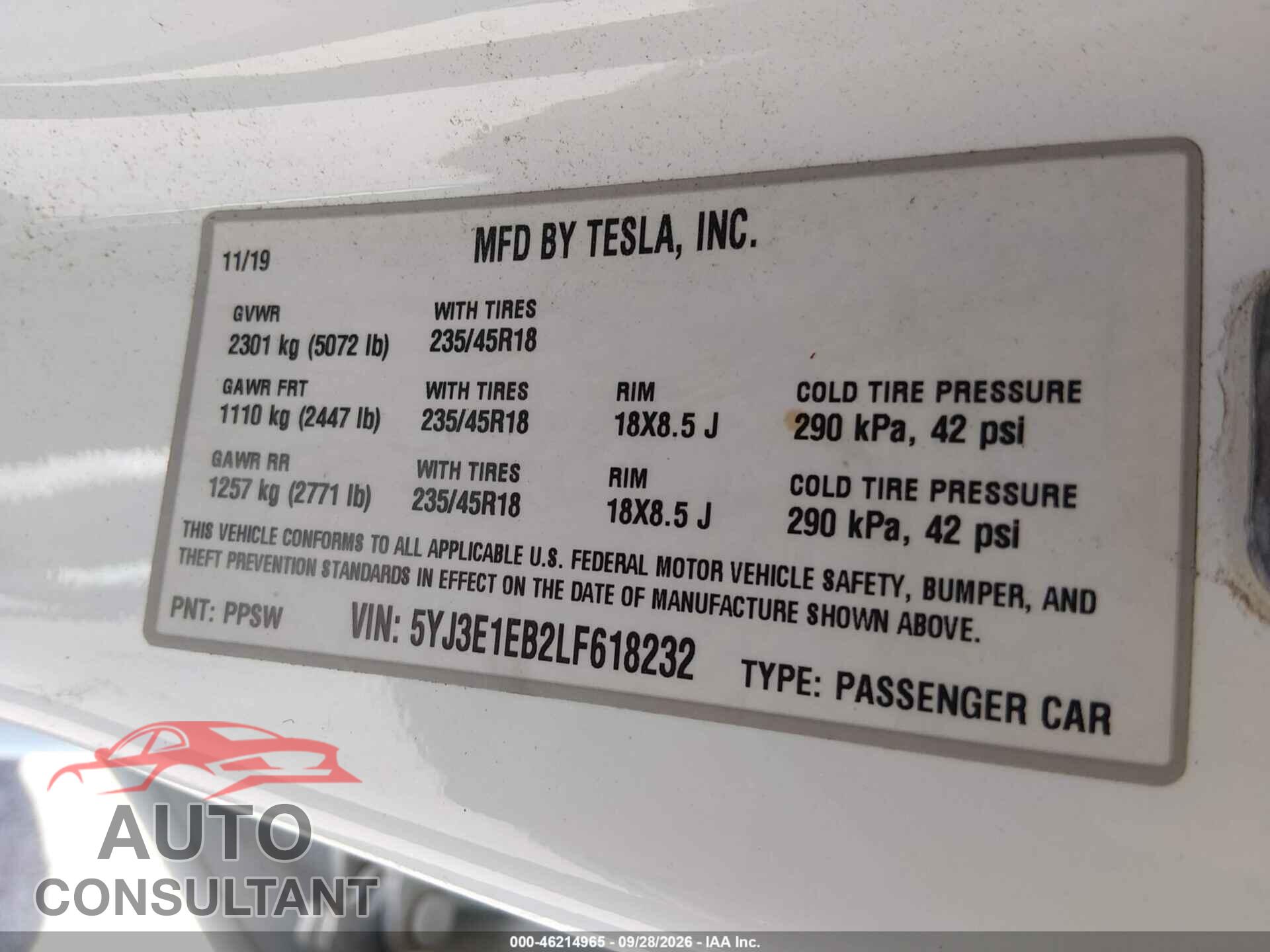 TESLA MODELO 3 2020 - 5YJ3E1EB2LF618232
