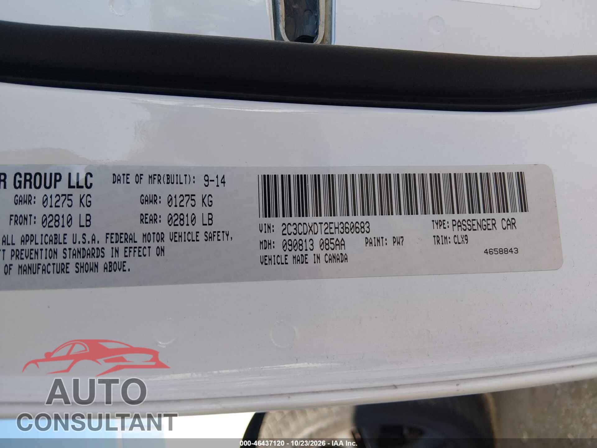 DODGE CHARGER 2014 - 2C3CDXDT2EH360683