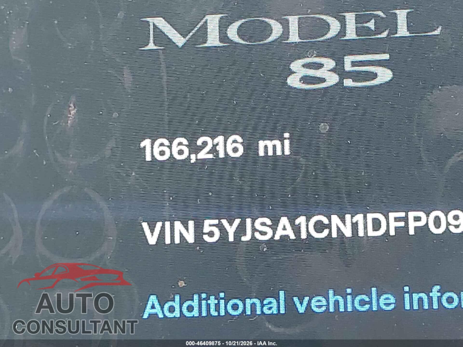 TESLA MODEL S 2013 - 5YJSA1CN1DFP09921