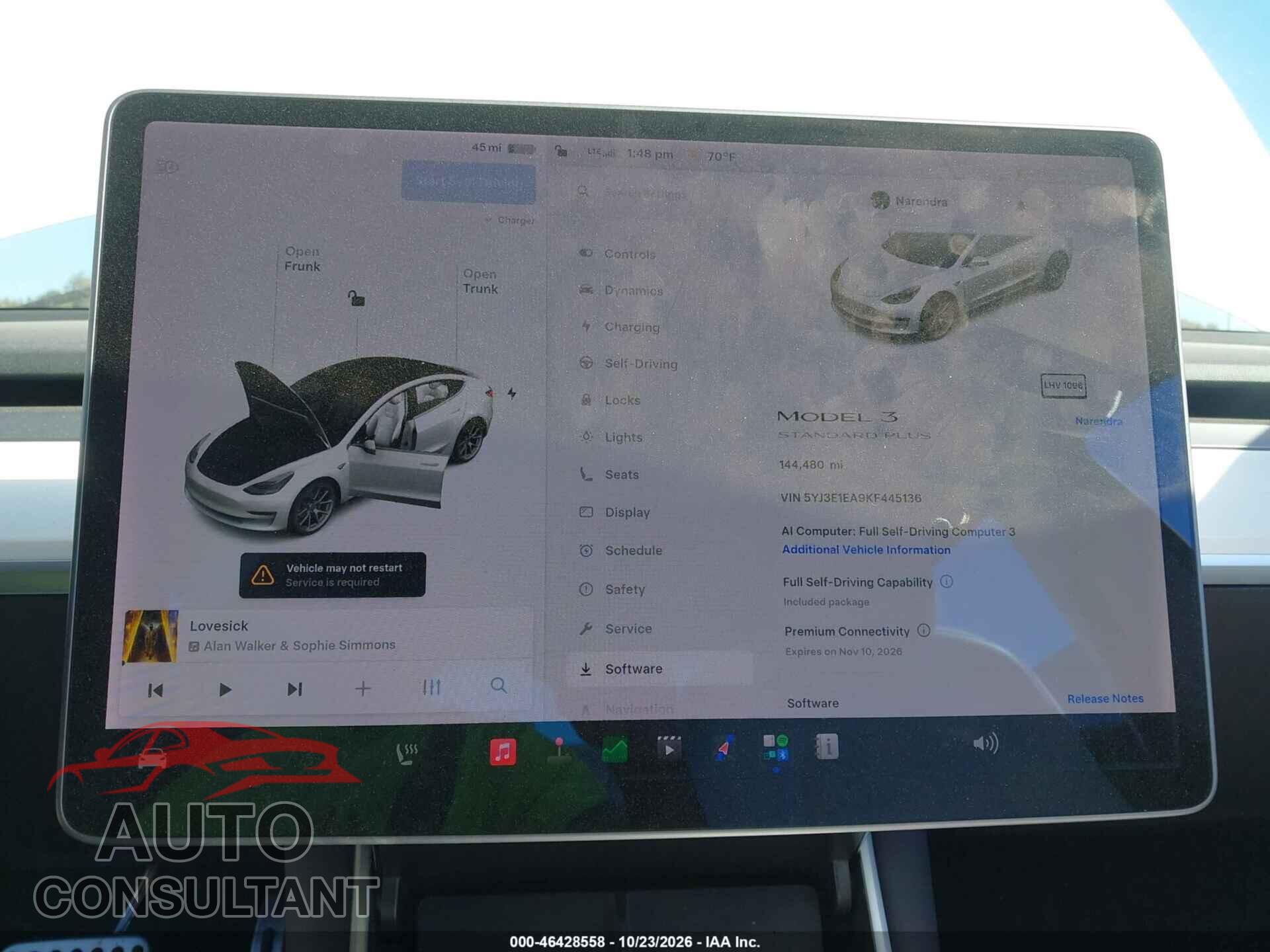 TESLA MODEL 3 2019 - 5YJ3E1EA9KF445136