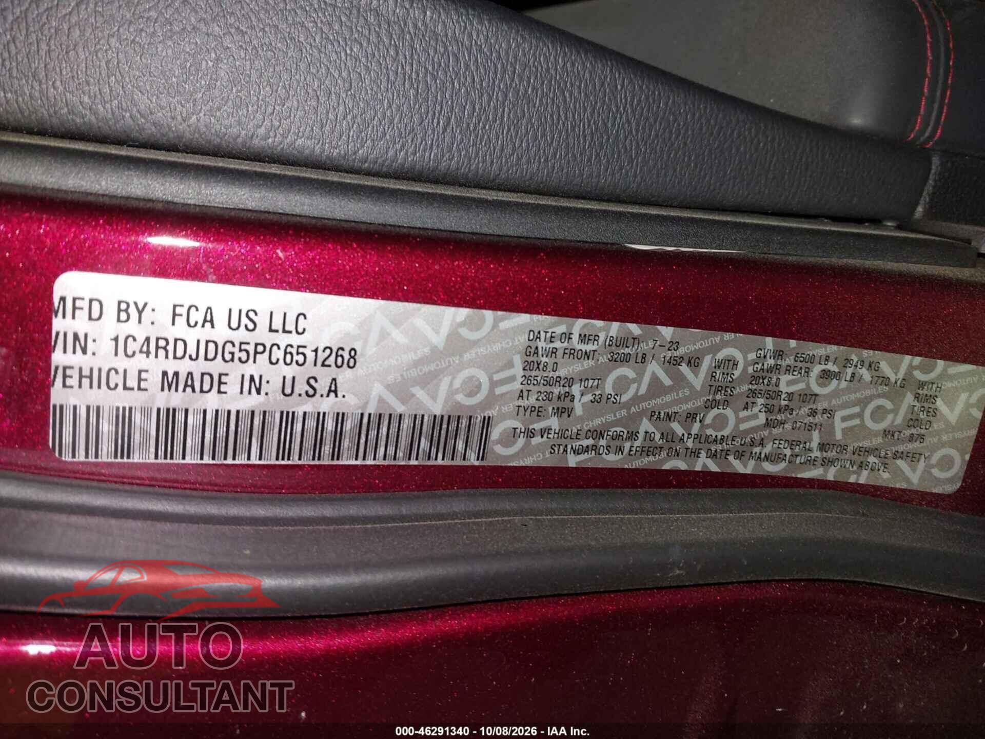 DODGE DURANGO 2023 - 1C4RDJDG5PC651268