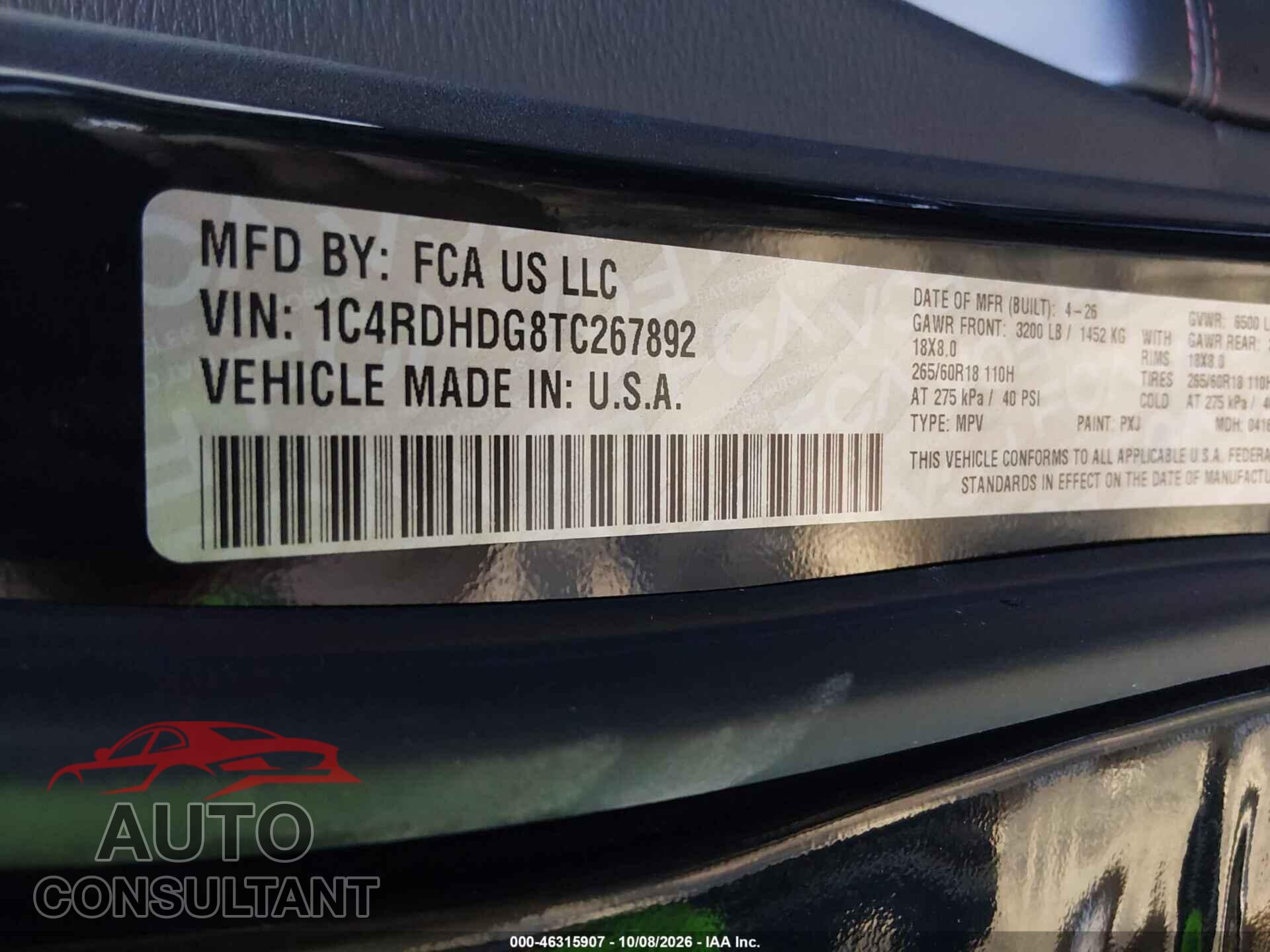 DODGE DURANGO 2026 - 1C4RDHDG8TC267892
