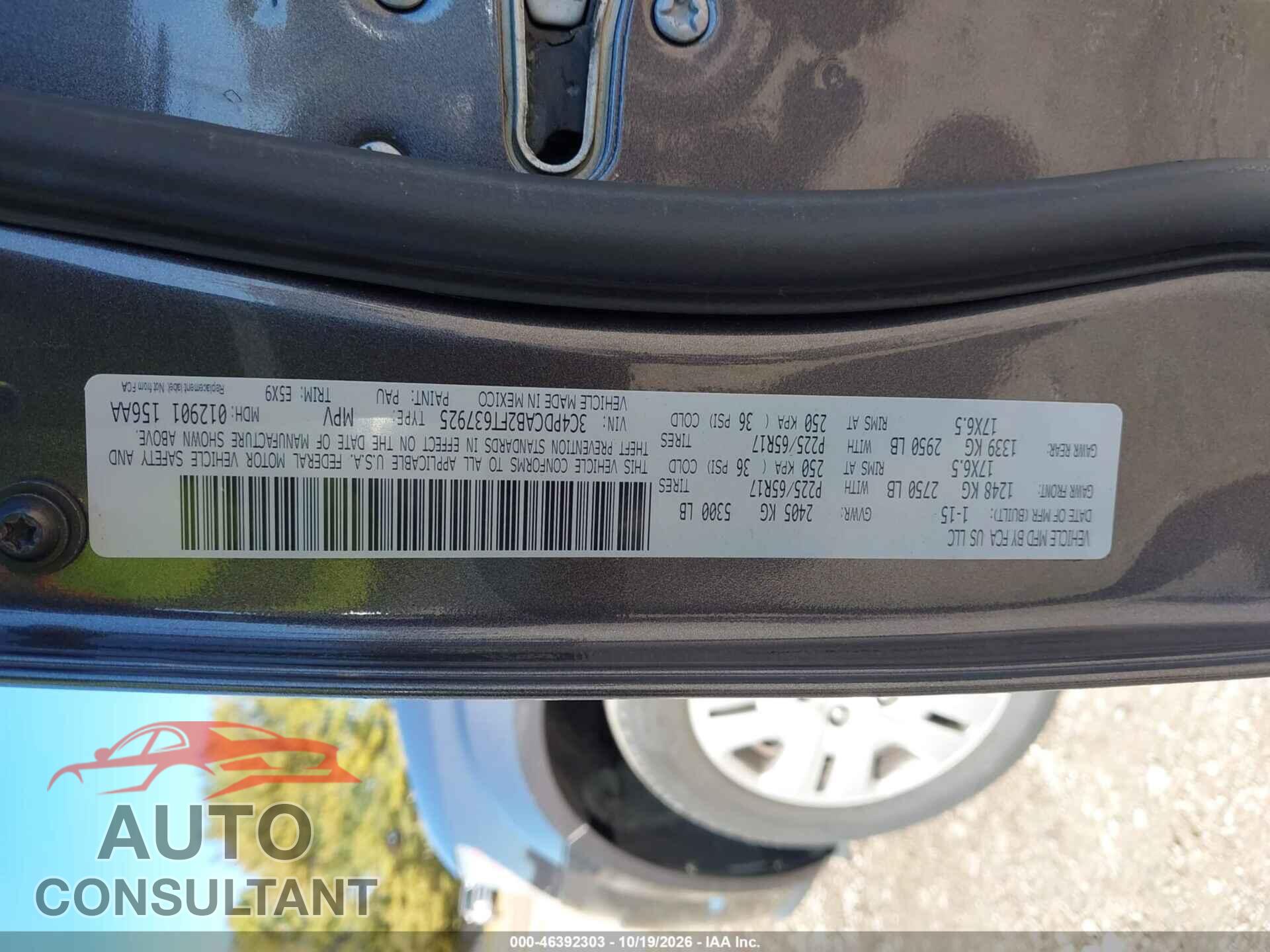 DODGE JOURNEY 2015 - 3C4PDCAB2FT637925