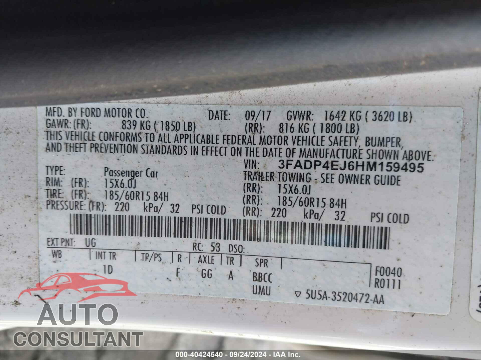FORD FIESTA 2017 - 3FADP4EJ6HM159495