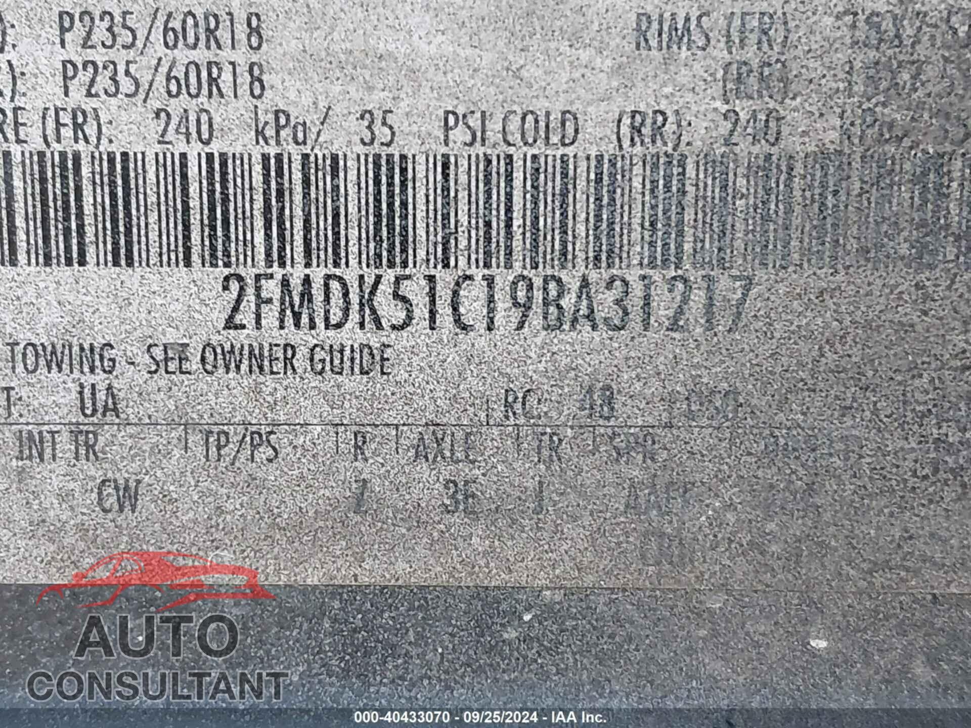 FORD FLEX 2009 - 2FMDK51C19BA31217