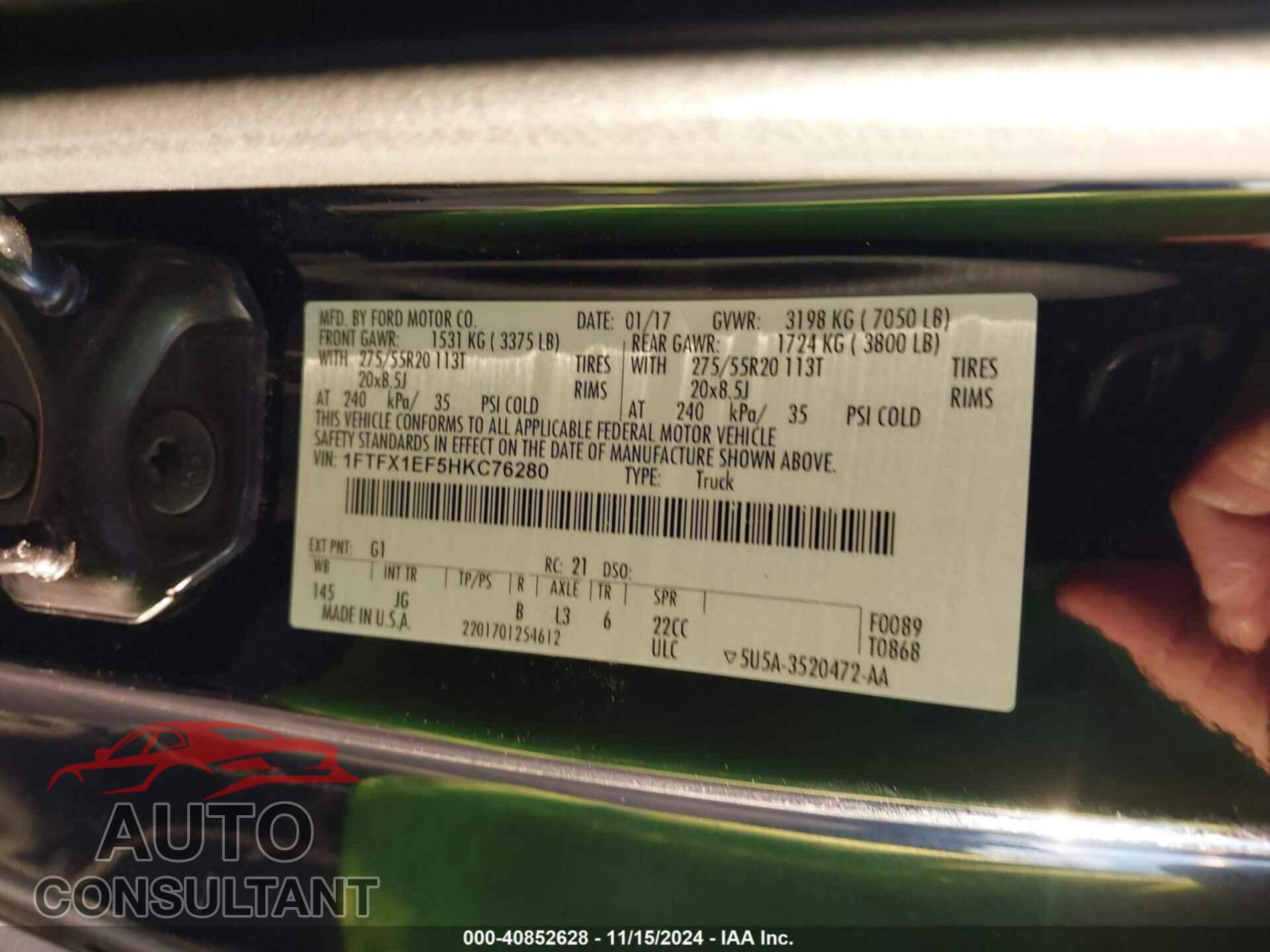 FORD F-150 2017 - 1FTFX1EF5HKC76280