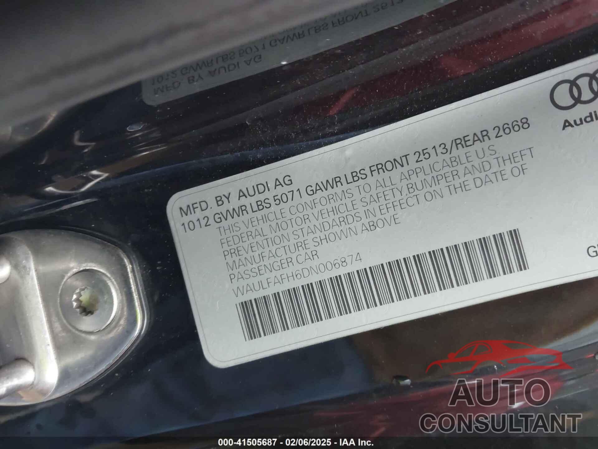 AUDI A5 2013 - WAULFAFH6DN006874