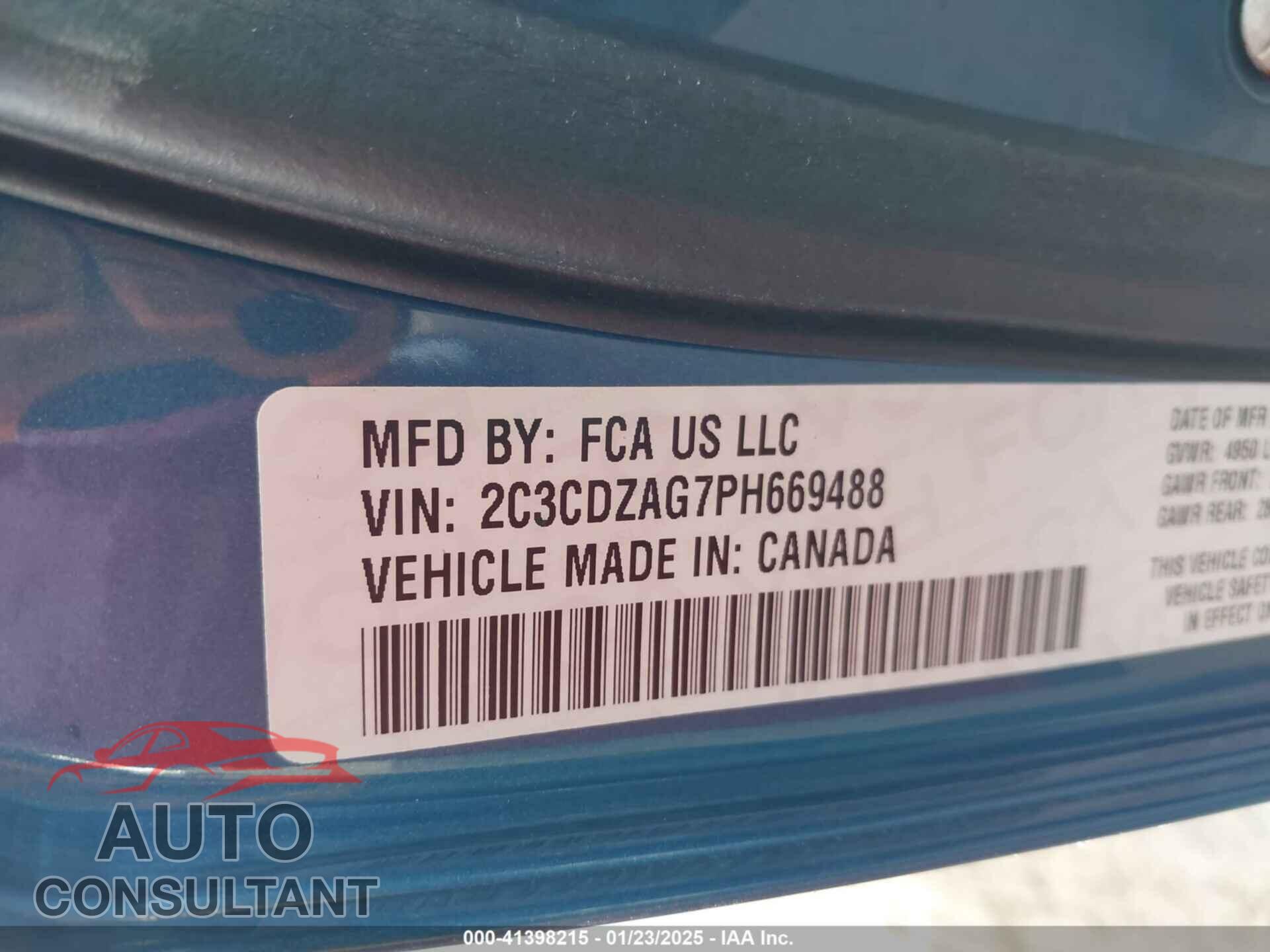 DODGE CHALLENGER 2023 - 2C3CDZAG7PH669488