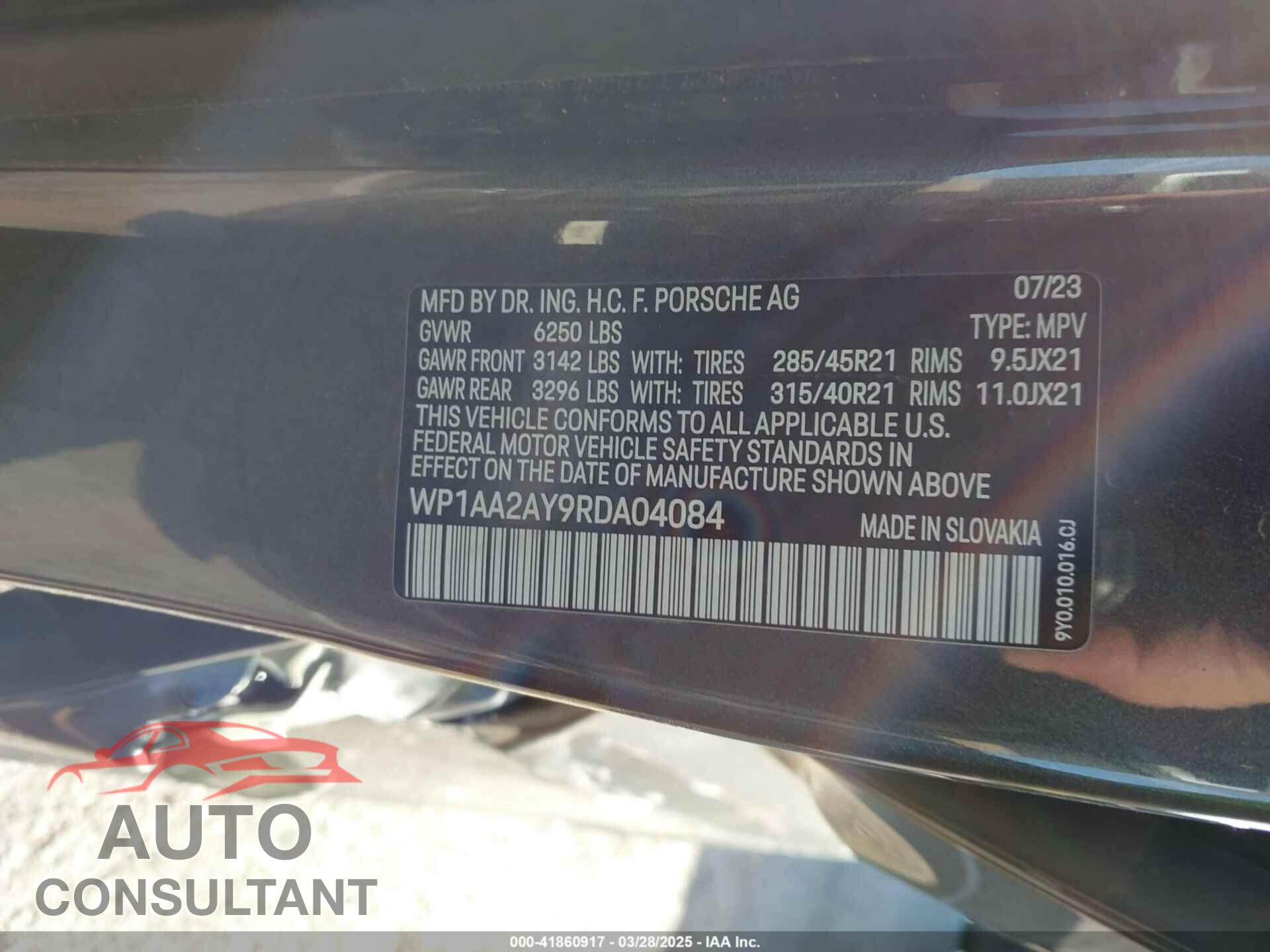 PORSCHE CAYENNE 2024 - WP1AA2AY9RDA04084