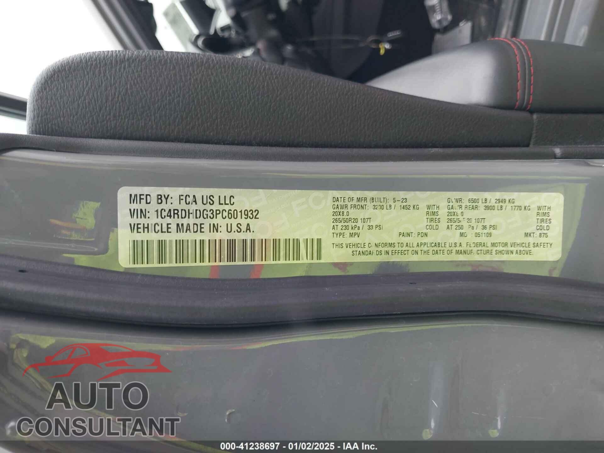 DODGE DURANGO 2023 - 1C4RDHDG3PC601932