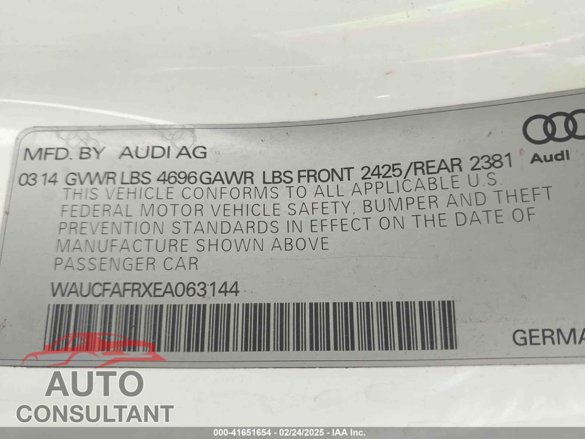 AUDI A5 2014 - WAUCFAFRXEA063144