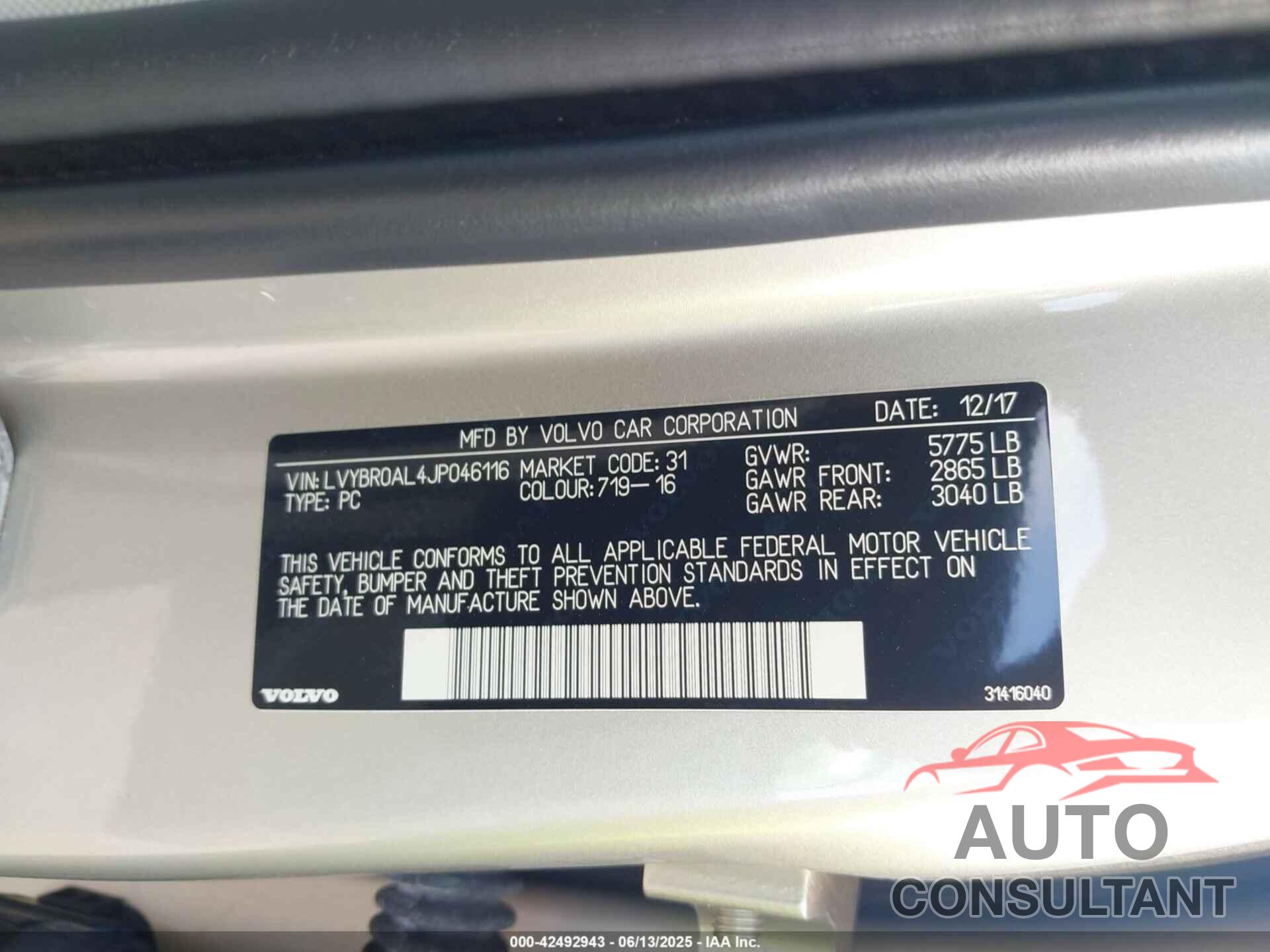 VOLVO S90 HYBRID 2018 - LVYBR0AL4JP046116