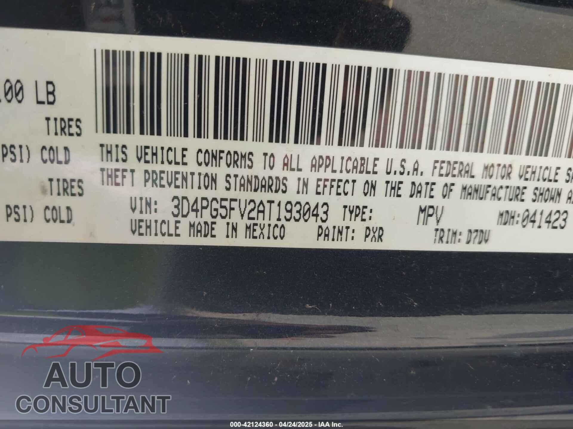 DODGE JOURNEY 2010 - 3D4PG5FV2AT193043