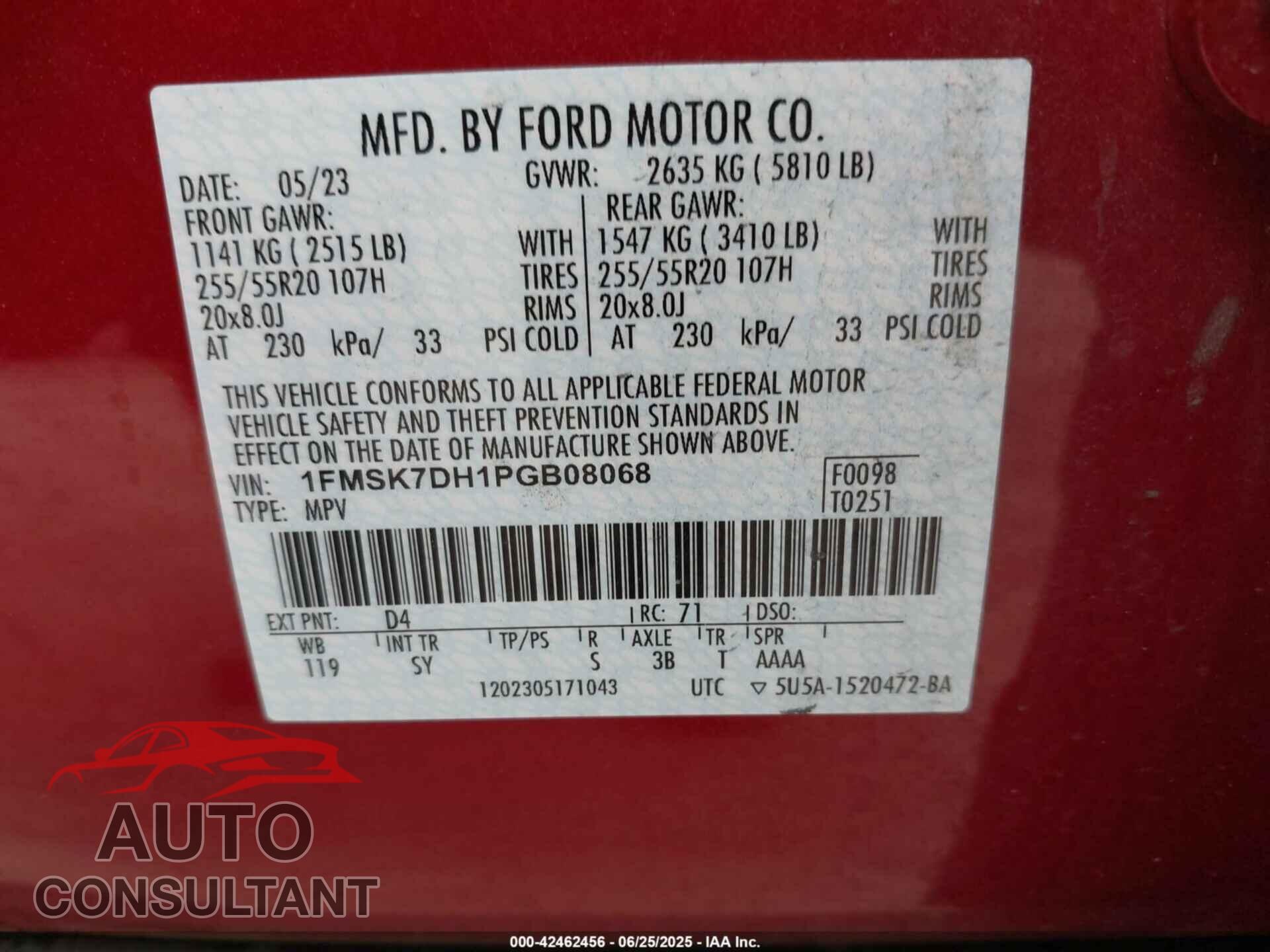 FORD EXPLORER 2023 - 1FMSK7DH1PGB08068