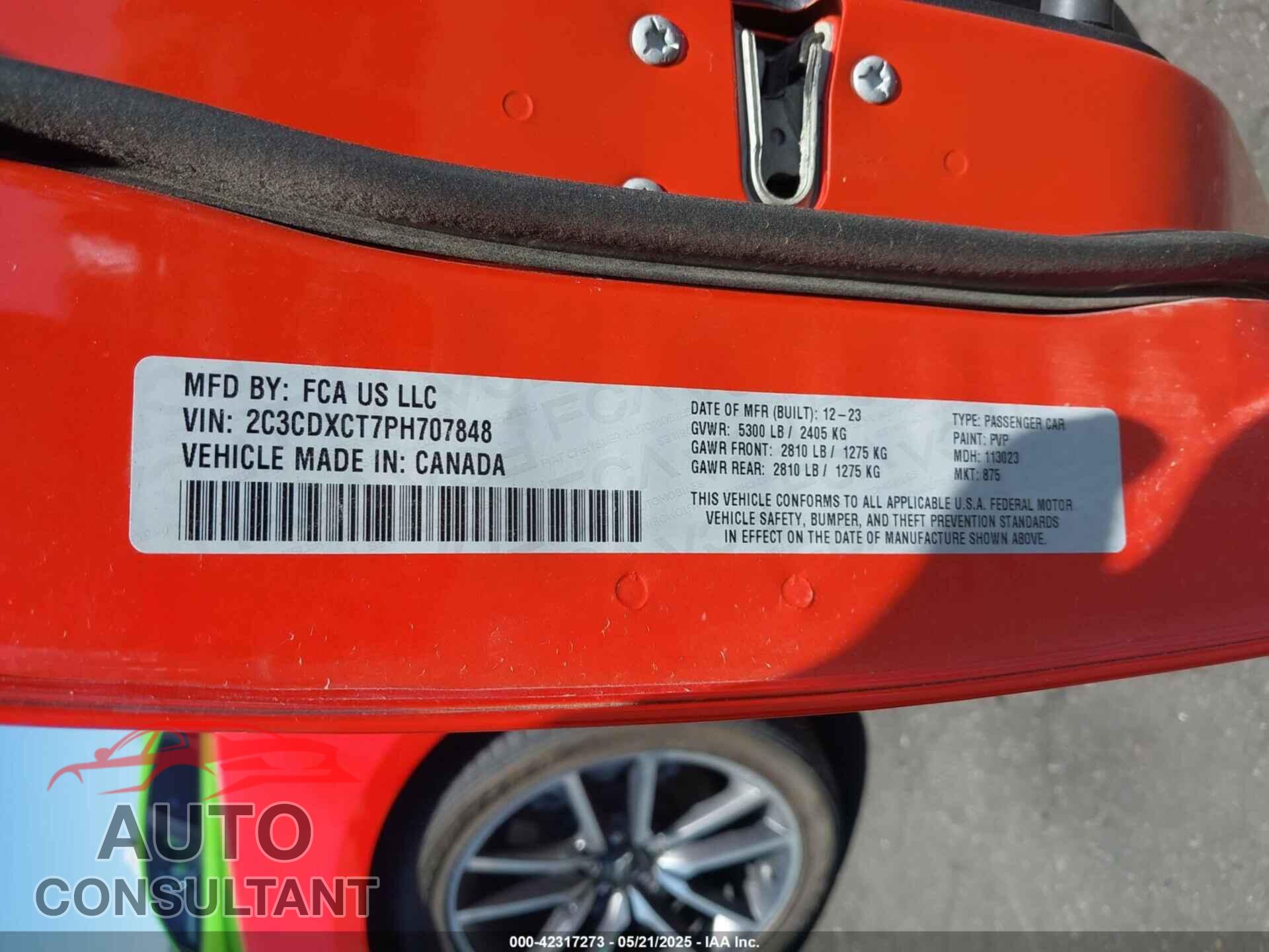DODGE CHARGER 2023 - 2C3CDXCT7PH707848