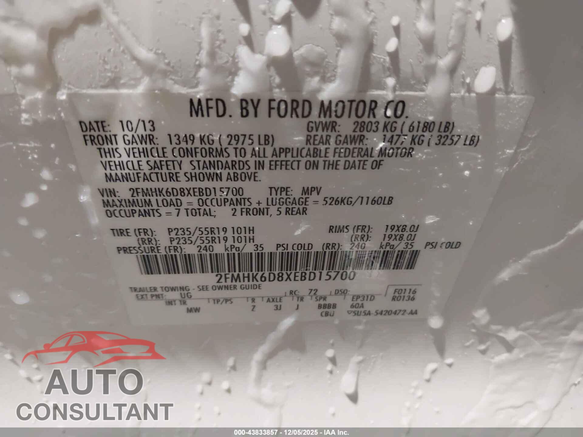 FORD FLEX 2014 - 2FMHK6D8XEBD15700