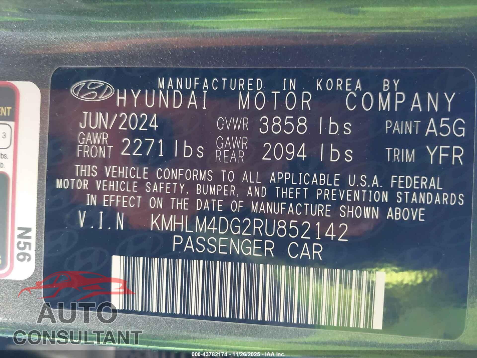 HYUNDAI ELANTRA 2024 - KMHLM4DG2RU852142