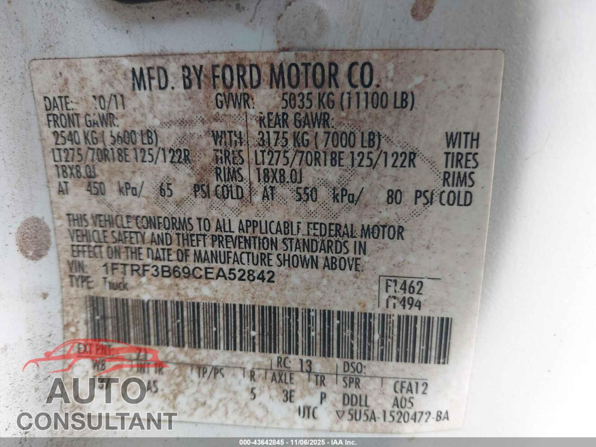 FORD F-350 2012 - 1FTRF3B69CEA52842