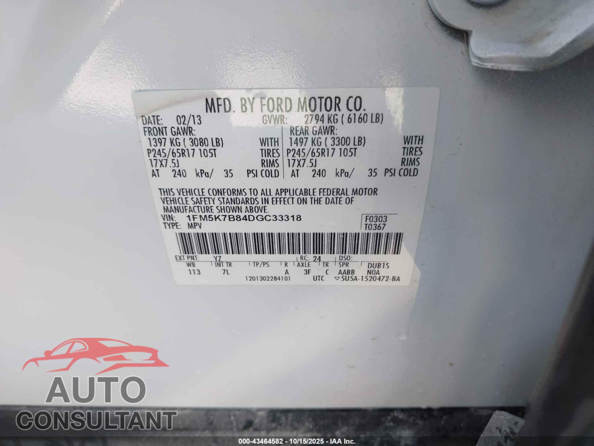 FORD EXPLORER 2013 - 1FM5K7B84DGC33318