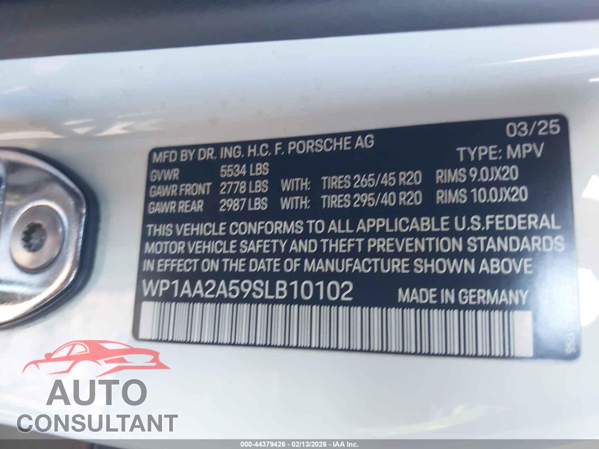 PORSCHE MACAN 2025 - WP1AA2A59SLB10102