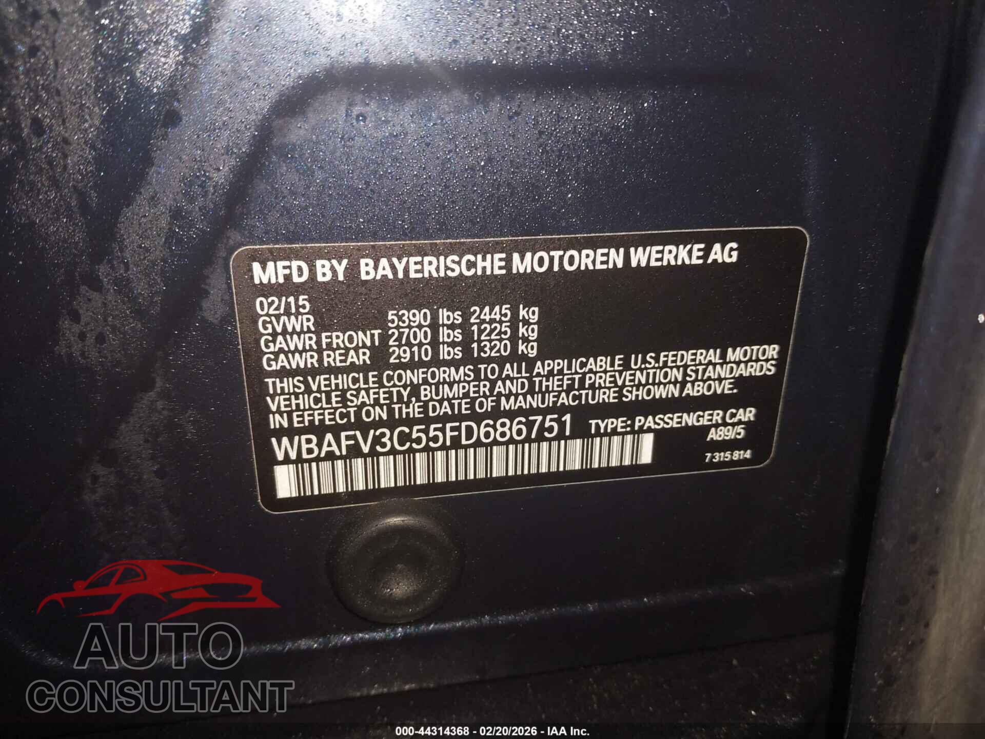BMW 535D 2015 - WBAFV3C55FD686751