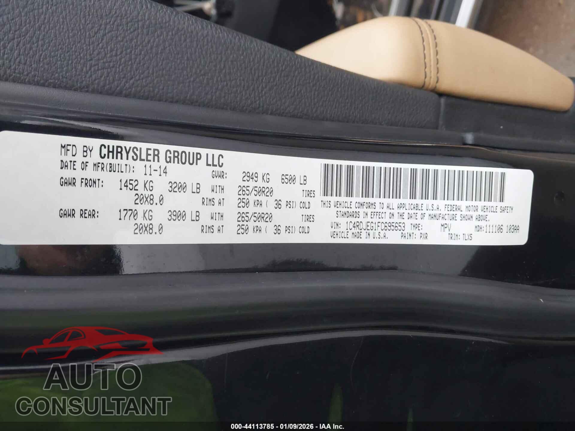 DODGE DURANGO 2015 - 1C4RDJEG1FC695653