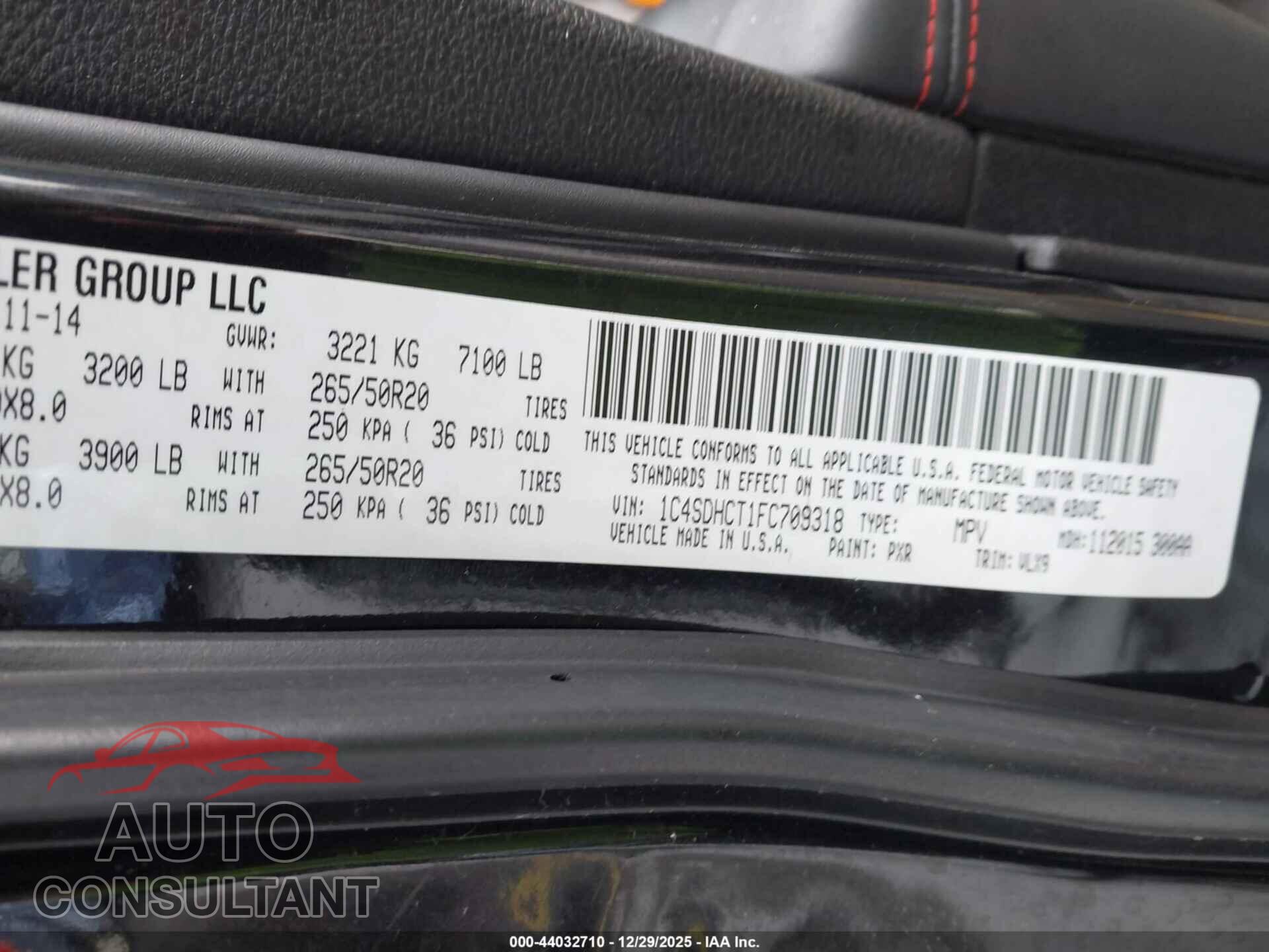 DODGE DURANGO 2015 - 1C4SDHCT1FC709318