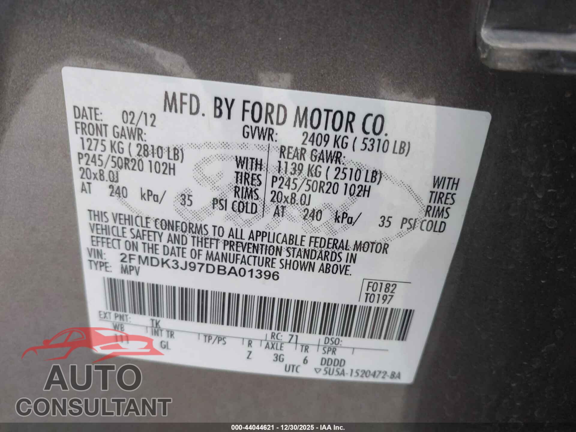 FORD EDGE 2013 - 2FMDK3J97DBA01396