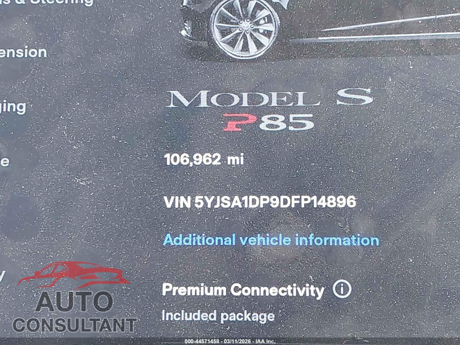 TESLA MODEL S 2013 - 5YJSA1DP9DFP14896