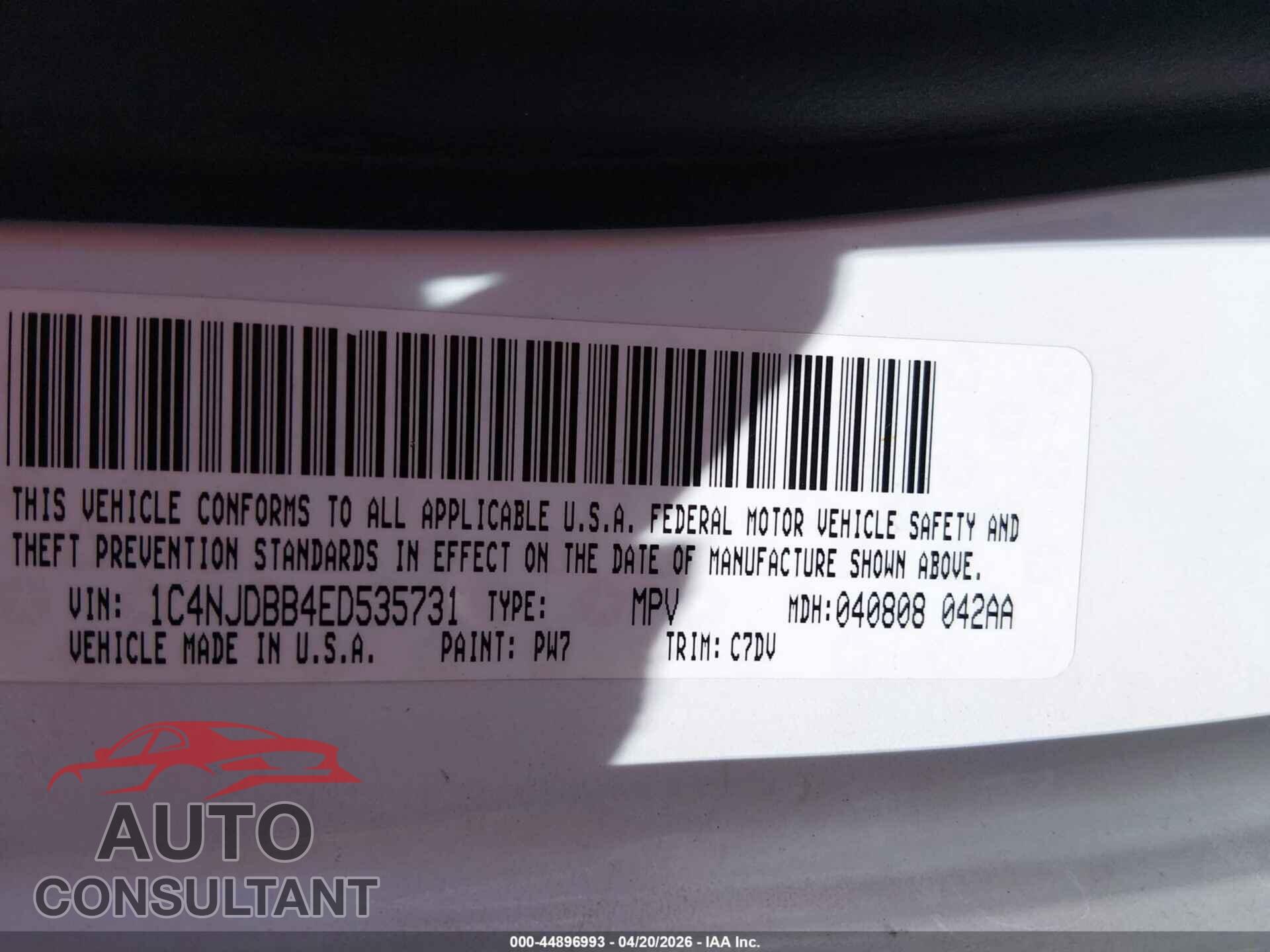 JEEP COMPASS 2014 - 1C4NJDBB4ED535731