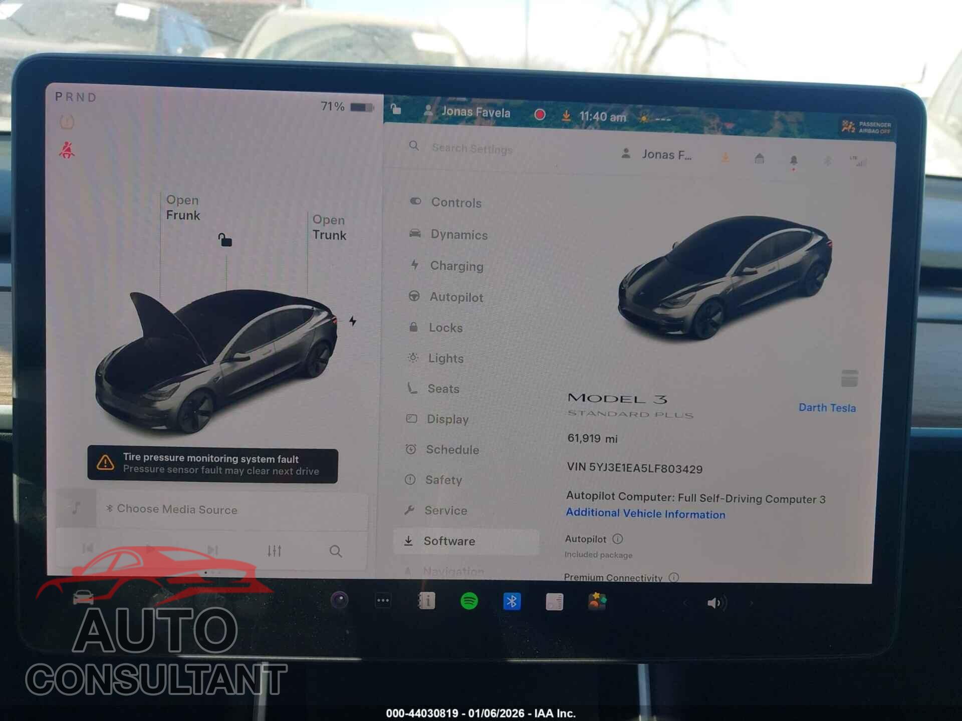TESLA MODEL 3 2020 - 5YJ3E1EA5LF803429
