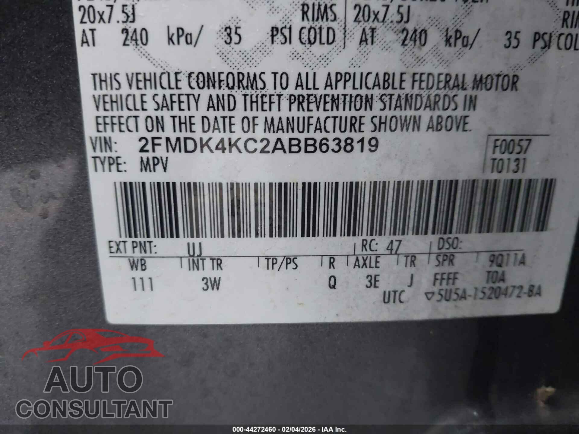 FORD EDGE 2010 - 2FMDK4KC2ABB63819
