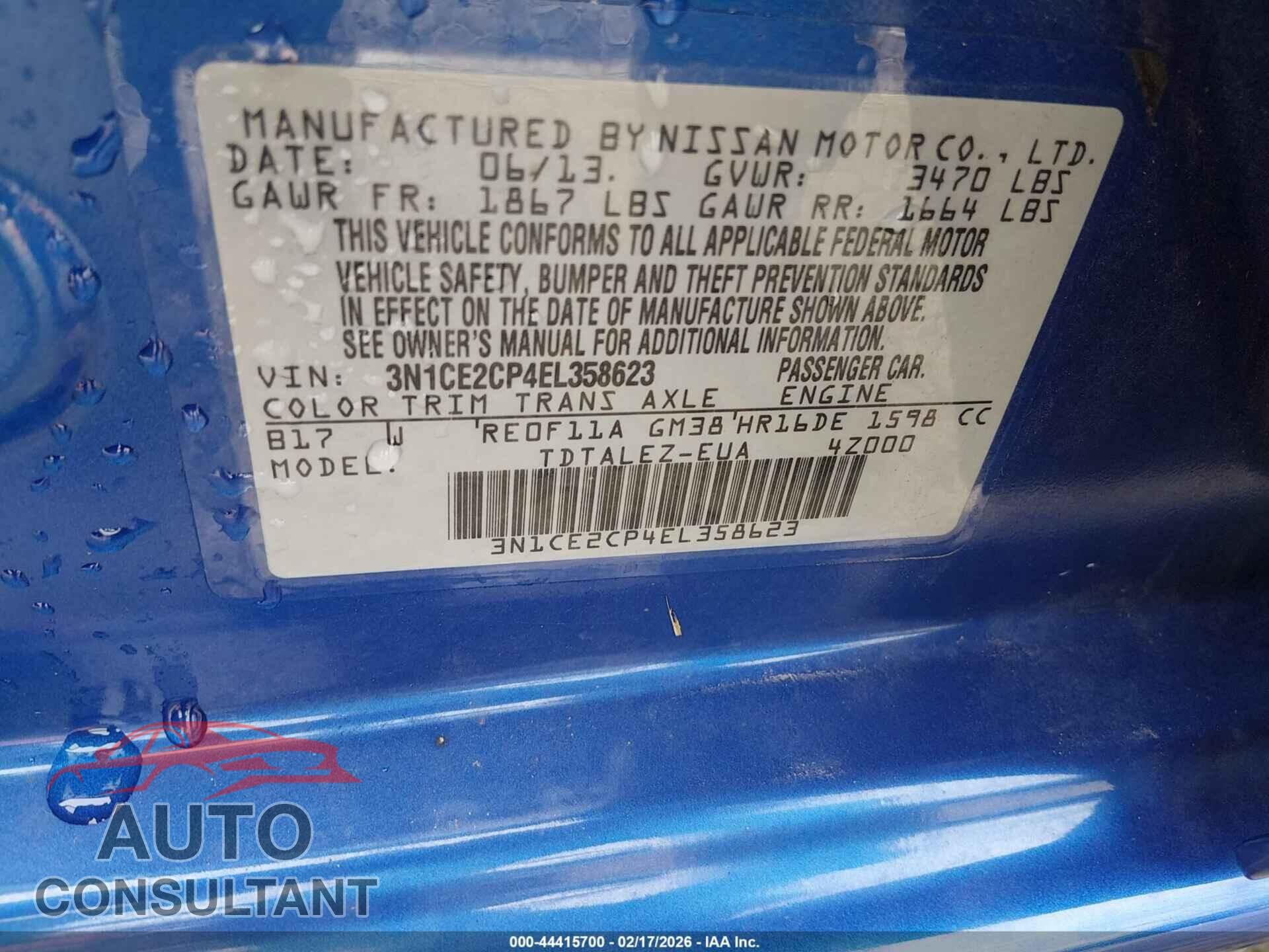 NISSAN VERSA NOTE 2014 - 3N1CE2CP4EL358623