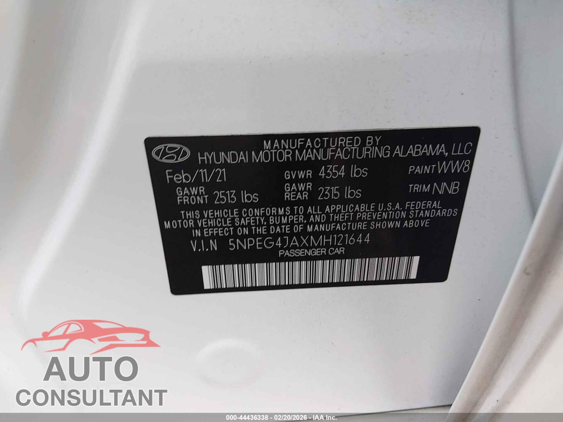 HYUNDAI SONATA 2021 - 5NPEG4JAXMH121644