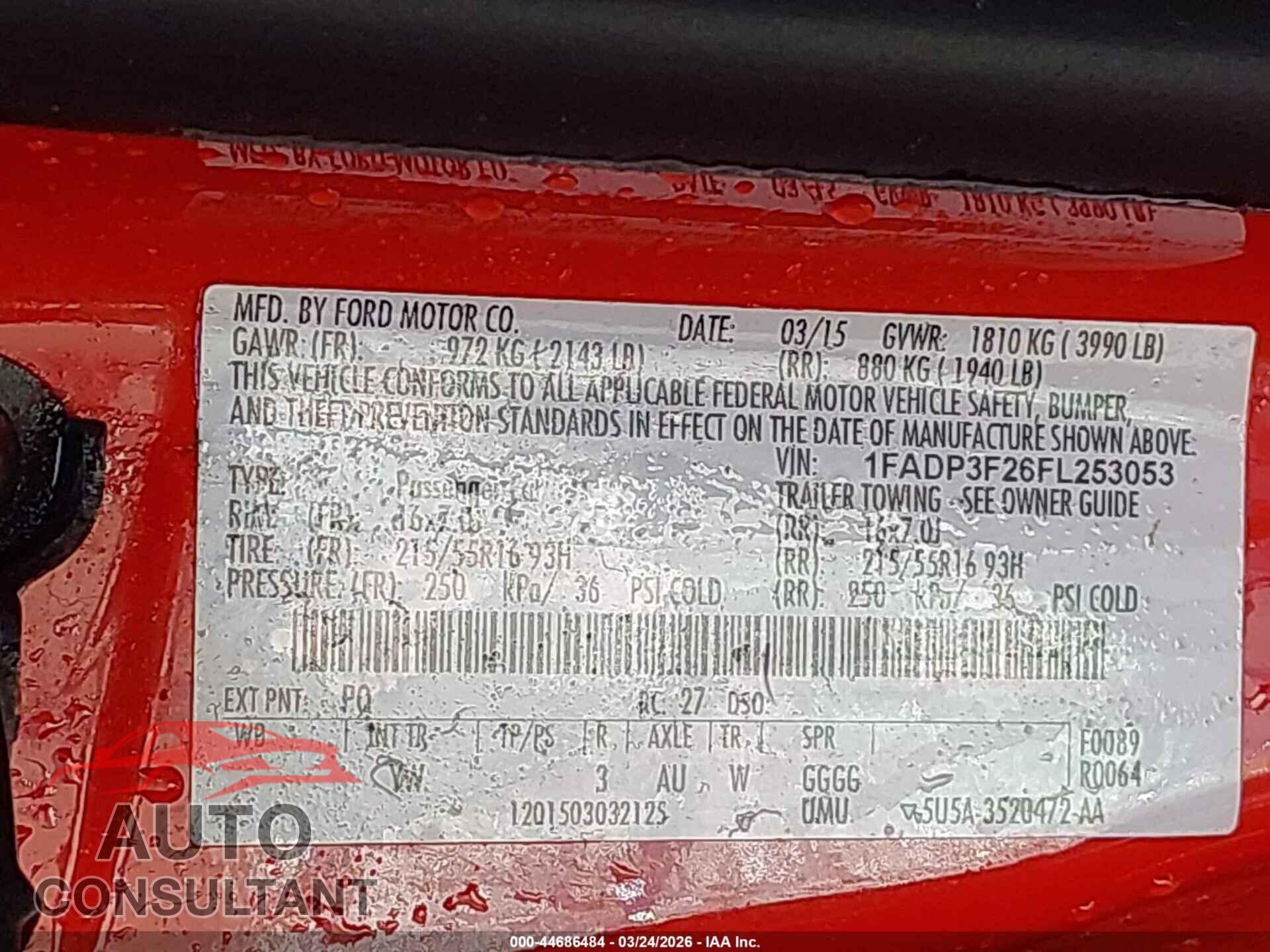 FORD FOCUS 2015 - 1FADP3F26FL253053
