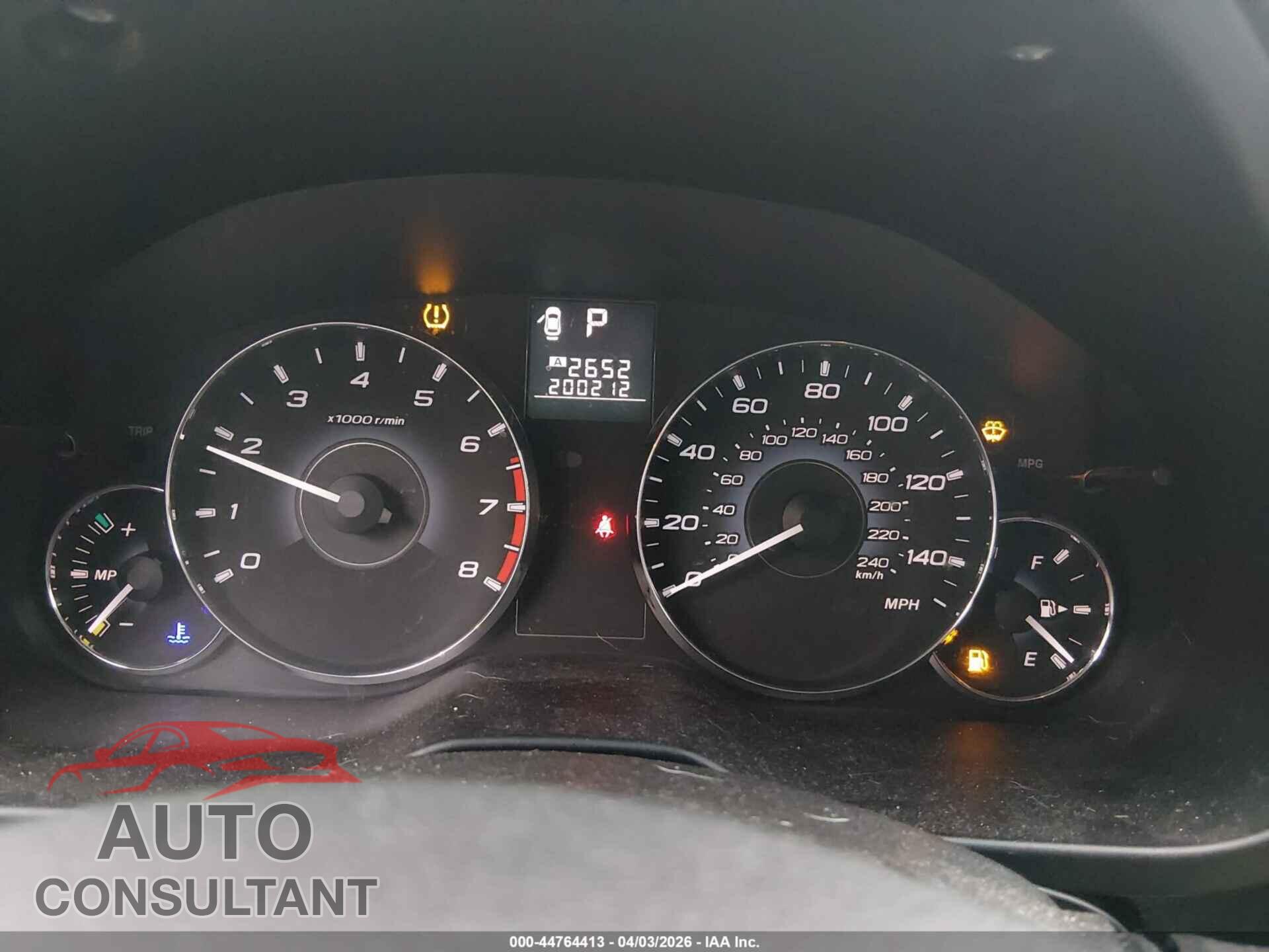 SUBARU OUTBACK 2012 - 4S4BRBCC2C3272418