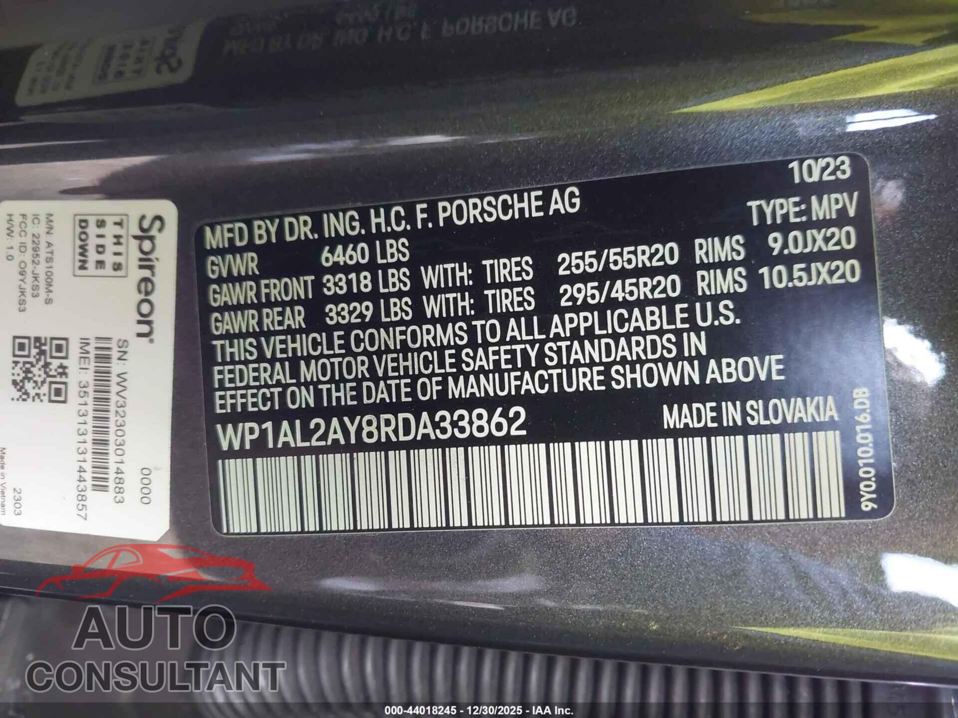 PORSCHE CAYENNE 2024 - WP1AL2AY8RDA33862