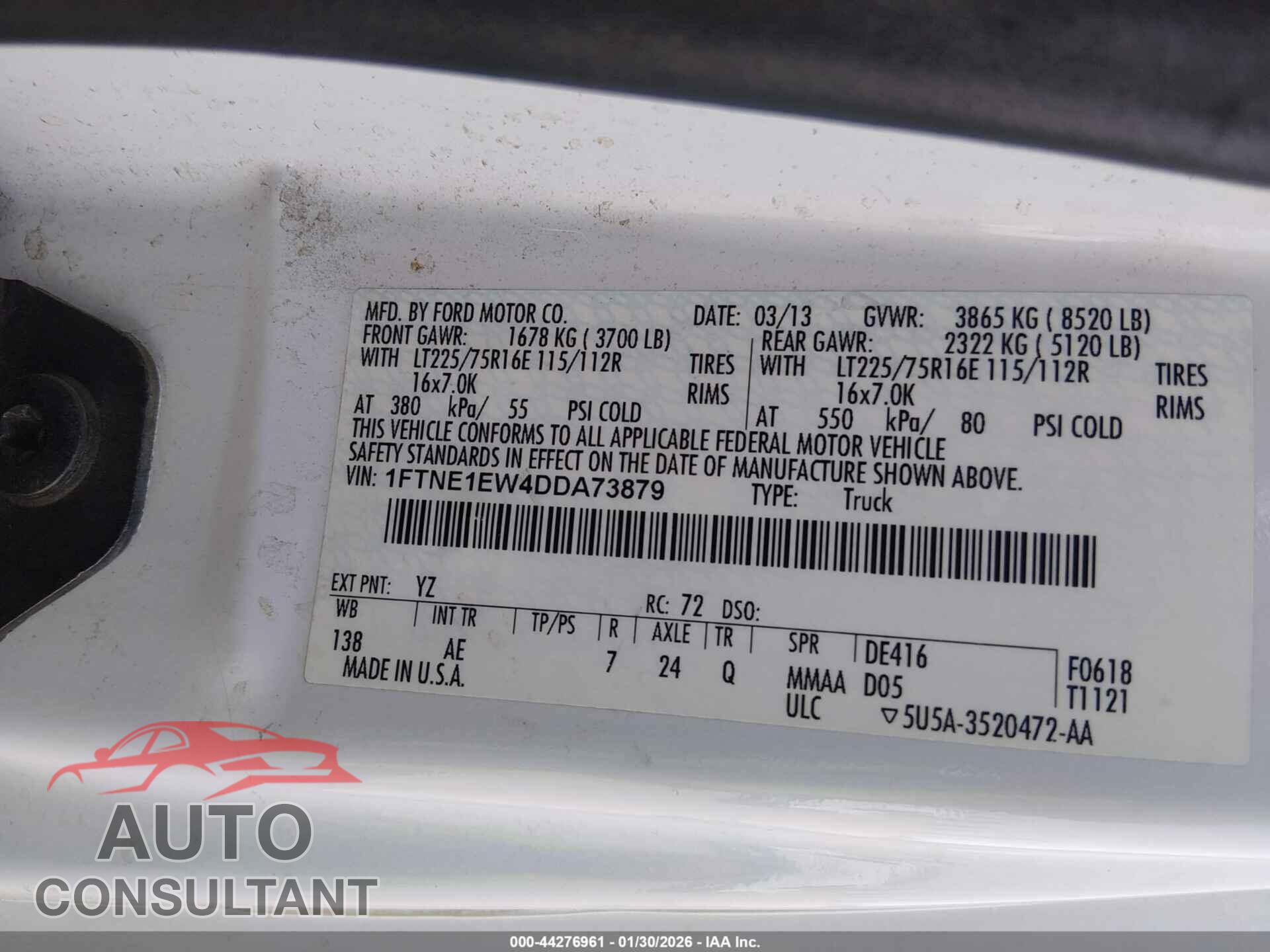 FORD E-150 2013 - 1FTNE1EW4DDA73879