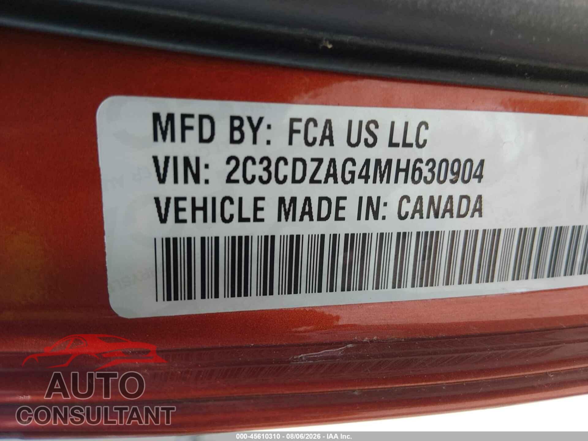 DODGE CHALLENGER 2021 - 2C3CDZAG4MH630904