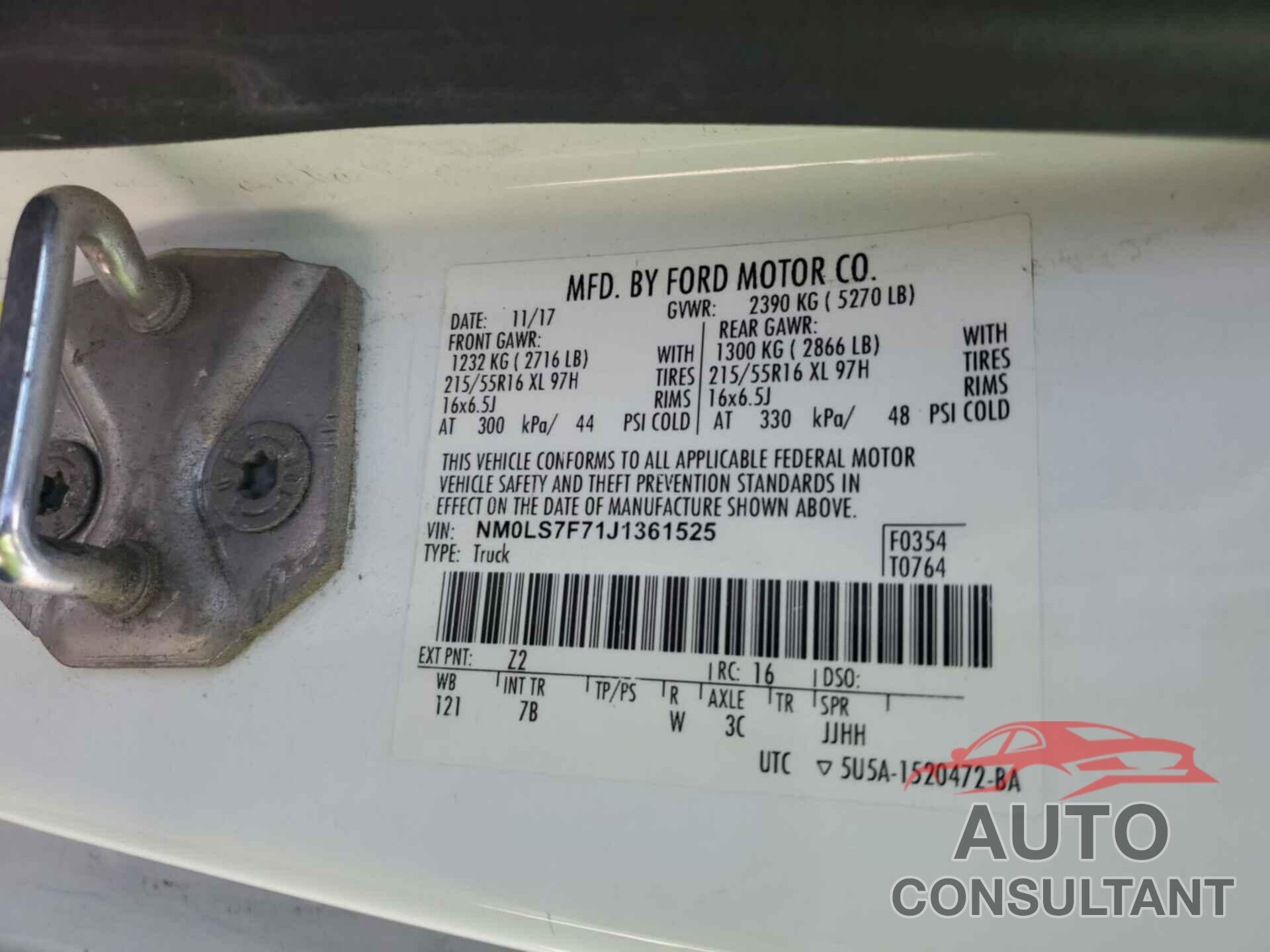 FORD TRANSIT CONNECT 2018 - NM0LS7F71J1361525