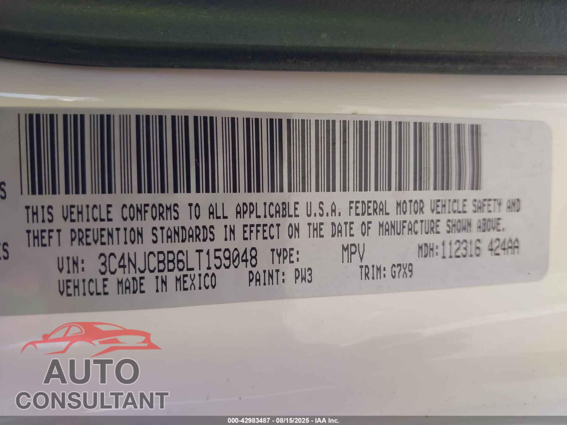 JEEP COMPASS 2020 - 3C4NJCBB6LT159048